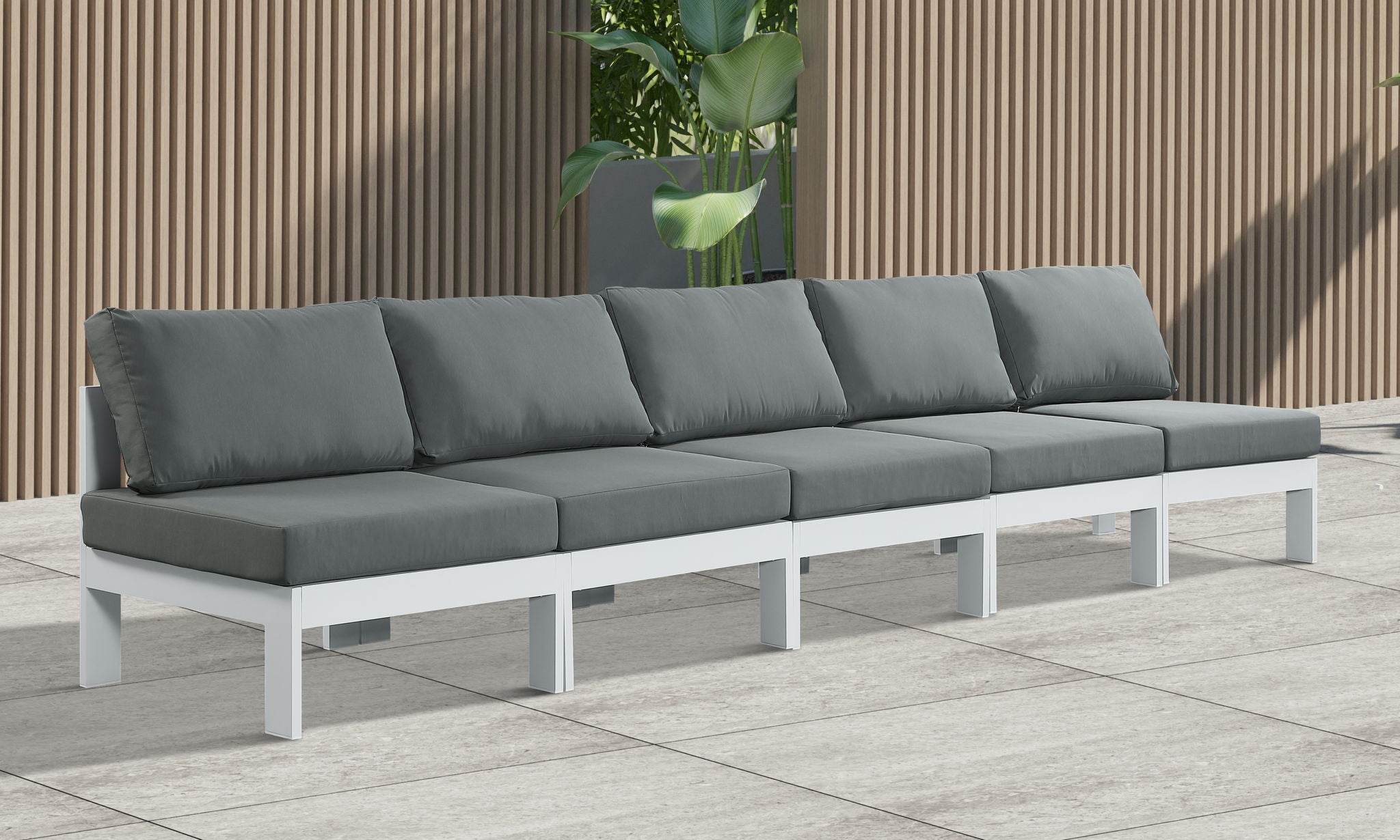 Nizuc - Outdoor Patio 5 Seat Modular Armless Sofa With White Frame - Urban Living Furniture (Los Angeles, CA)