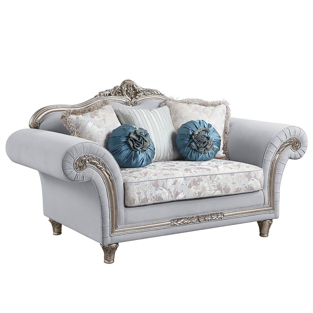 Pelumi - Loveseat With 5 Pillows - Light Gray Linen & Platinum - Urban Living Furniture (Los Angeles, CA)