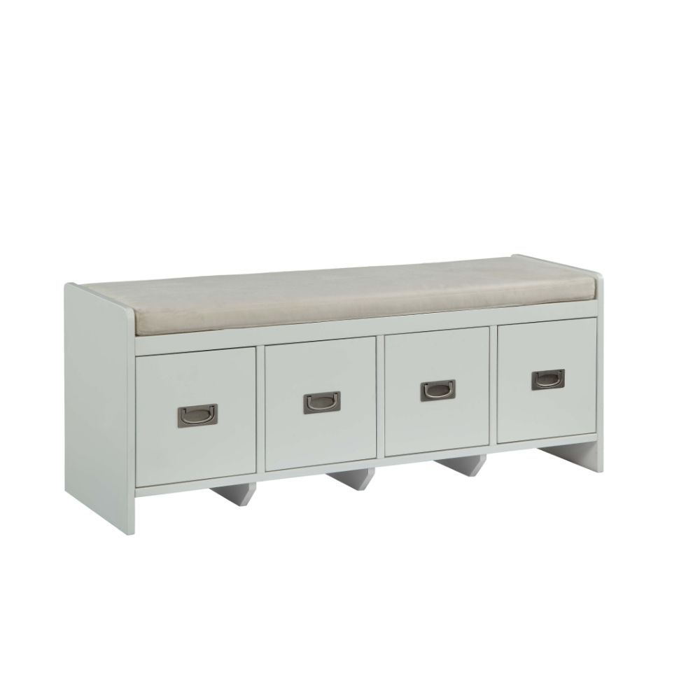 Berci - Bench With Storage - Beige Fabric & White - Urban Living Furniture (Los Angeles, CA)