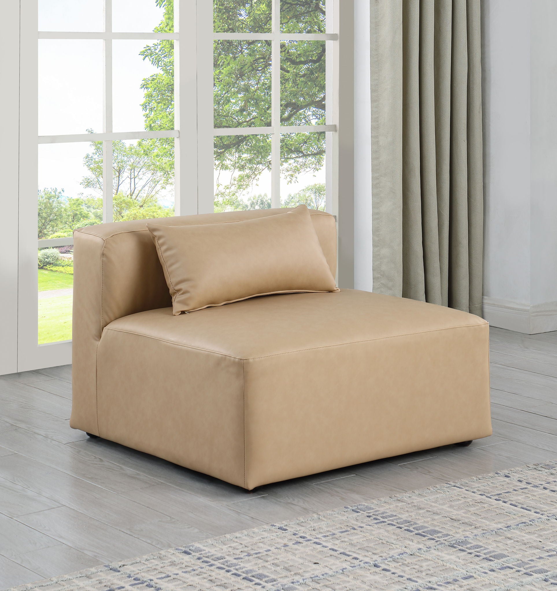 Cube - Armless Chair - Tan - Urban Living Furniture (Los Angeles, CA)