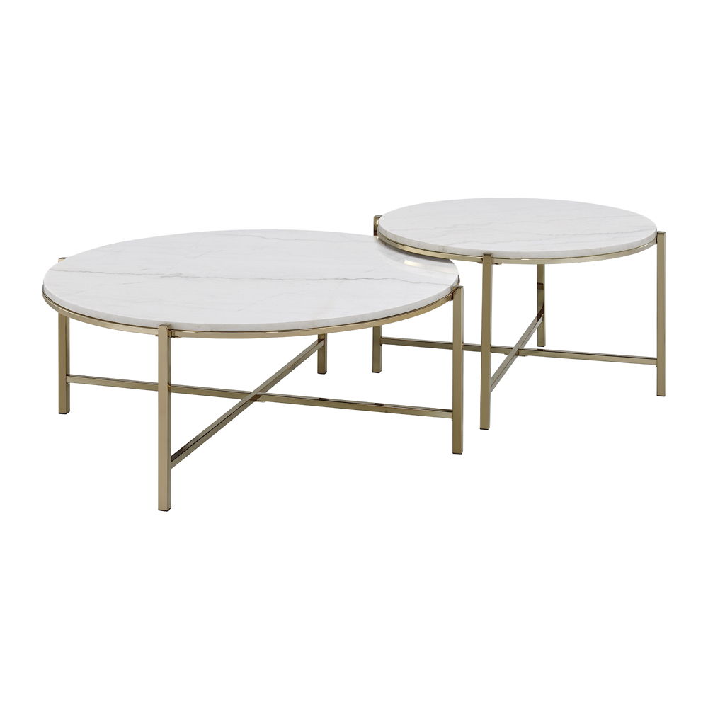 Zaidee - Nesting Table Set - Natural Marble Top & Nickel - Urban Living Furniture (Los Angeles, CA)