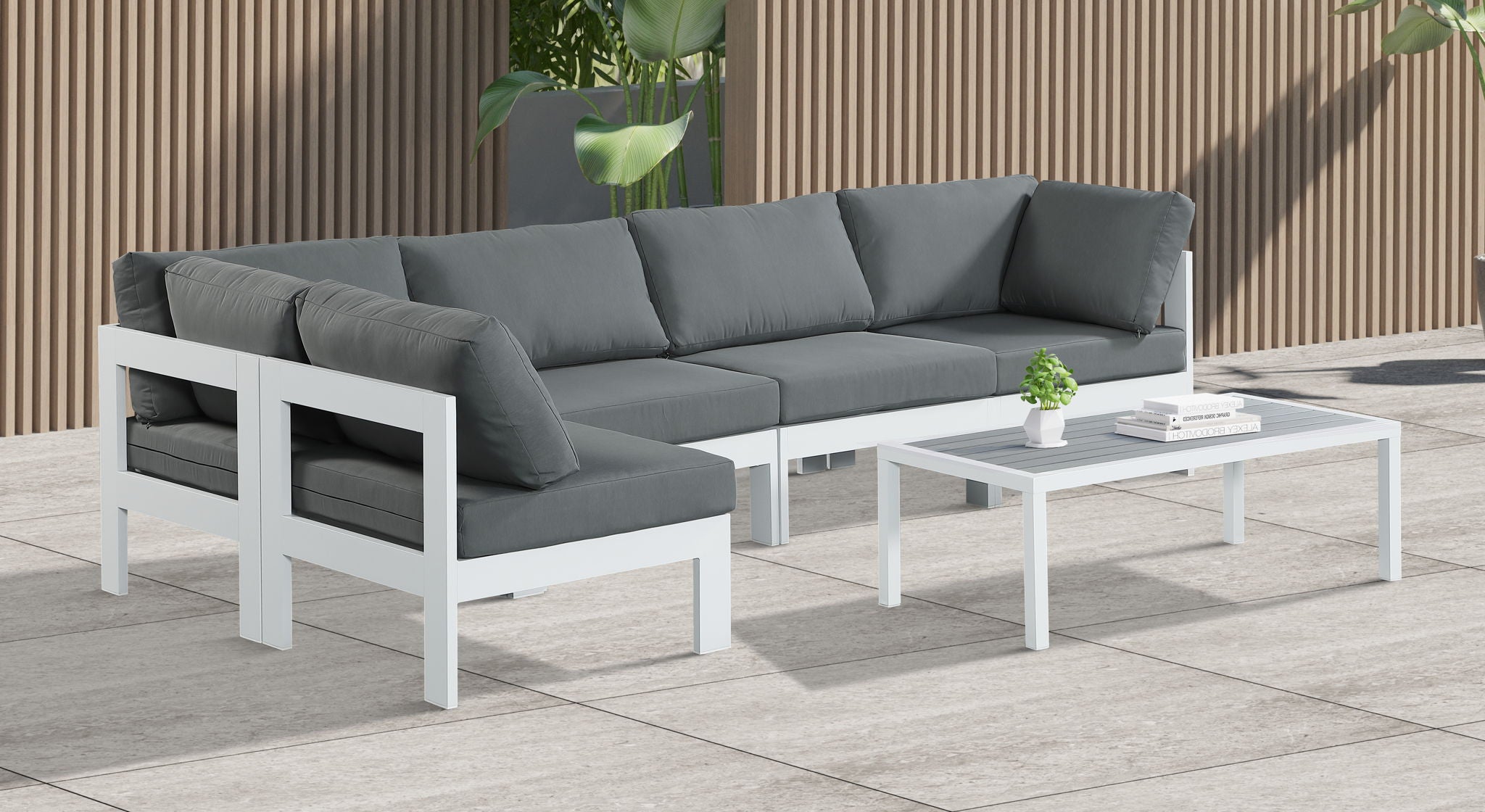 Nizuc - Outdoor Patio 5 Piece Modular Sectional With White Frame - Urban Living Furniture (Los Angeles, CA)