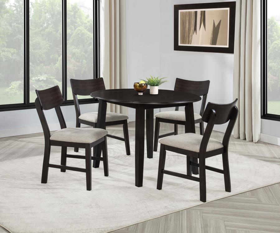 Catley - 5 Piece Round Drop Leaf Dining Table Set - Dark Coffee - Urban Living Furniture (Los Angeles, CA)