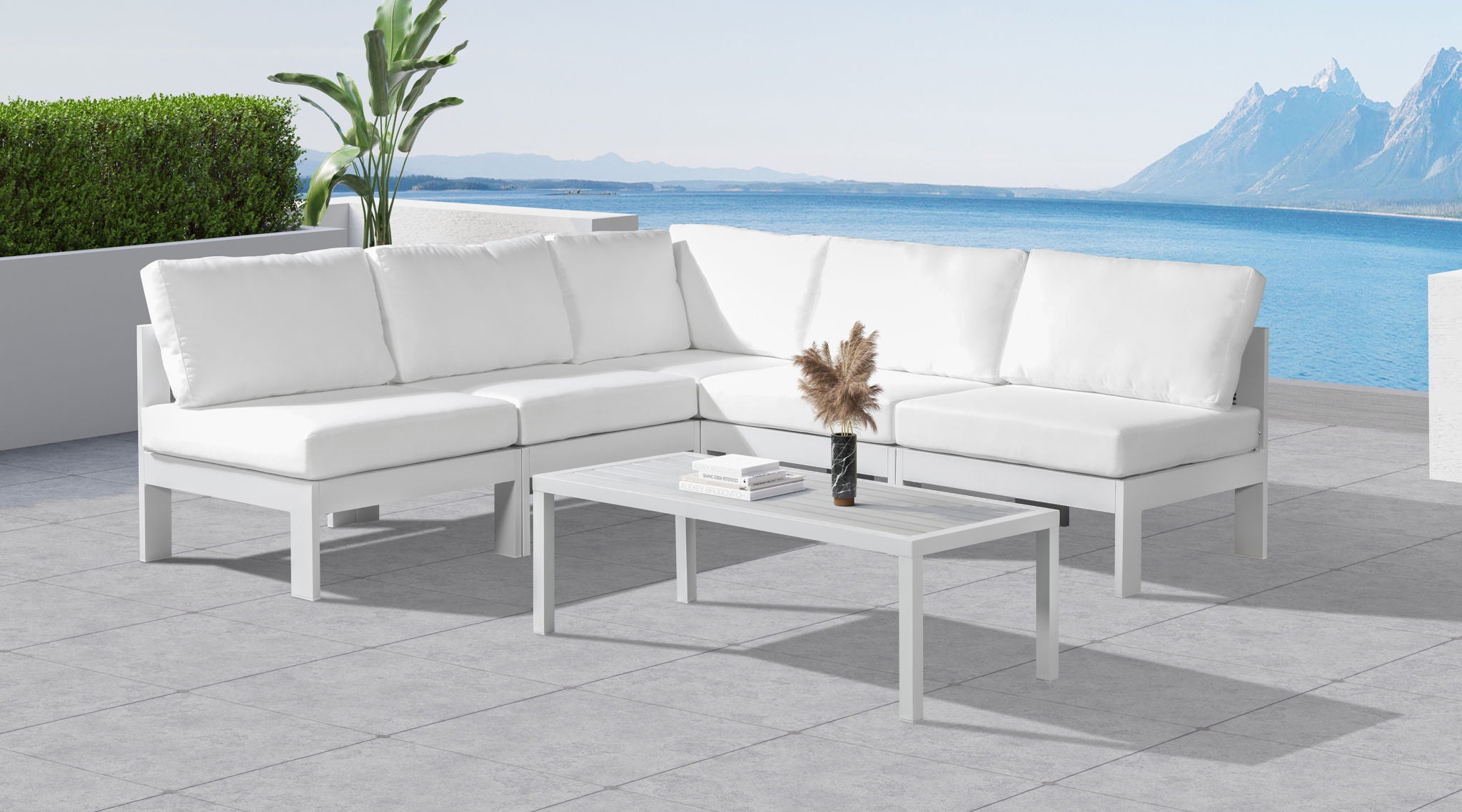 Nizuc - Outdoor Patio 5 Piece Modular Sectional With White Frame - Urban Living Furniture (Los Angeles, CA)