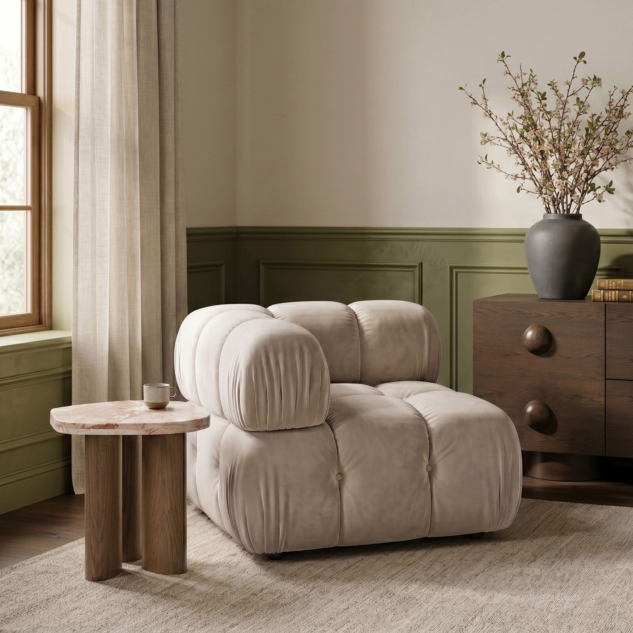 Orin - Velvet Performance Fabric Upholstered Modular Corner Chair - Urban Living Furniture (Los Angeles, CA)