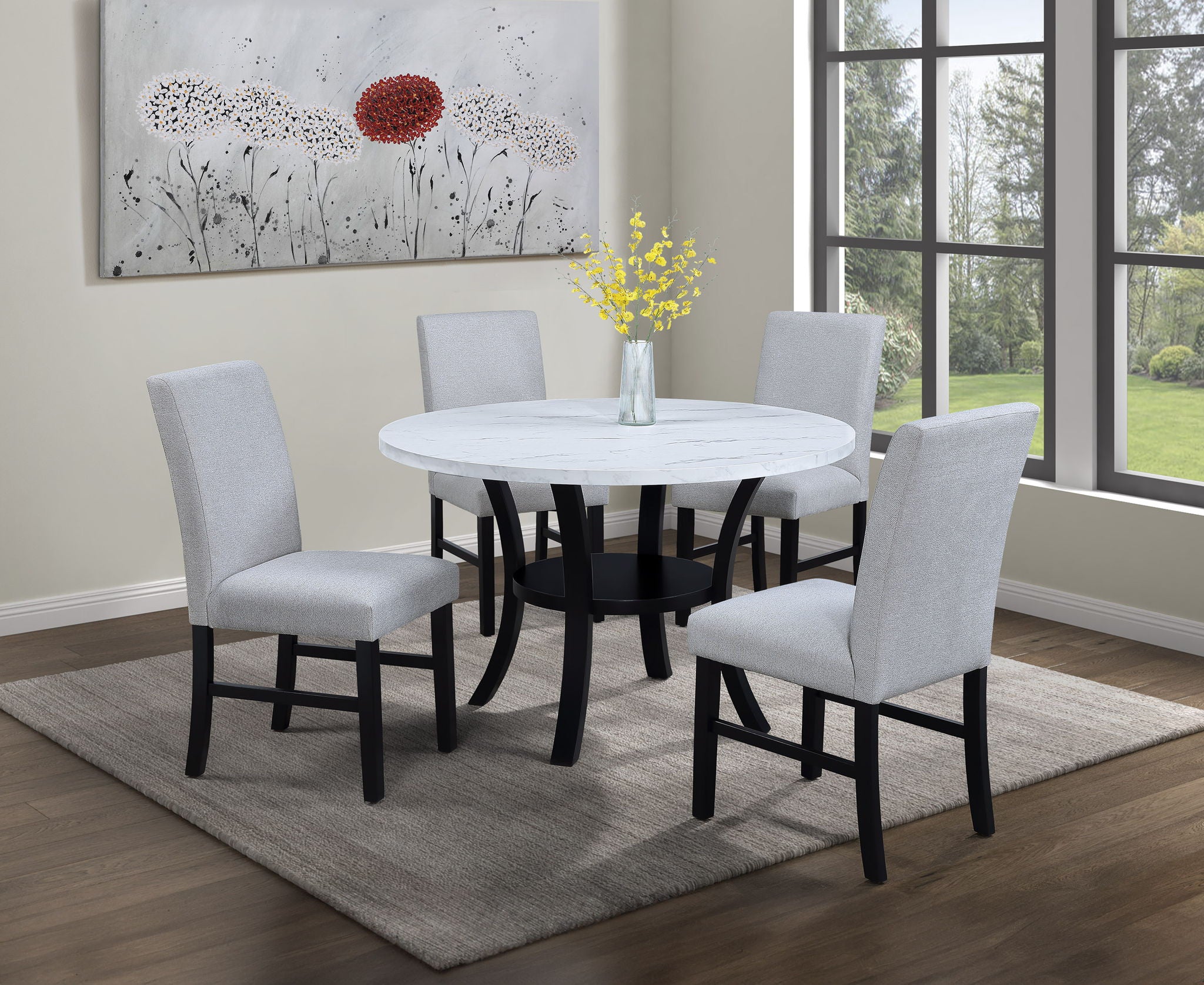 Isla - Round Dining Table - White / Black - Urban Living Furniture (Los Angeles, CA)
