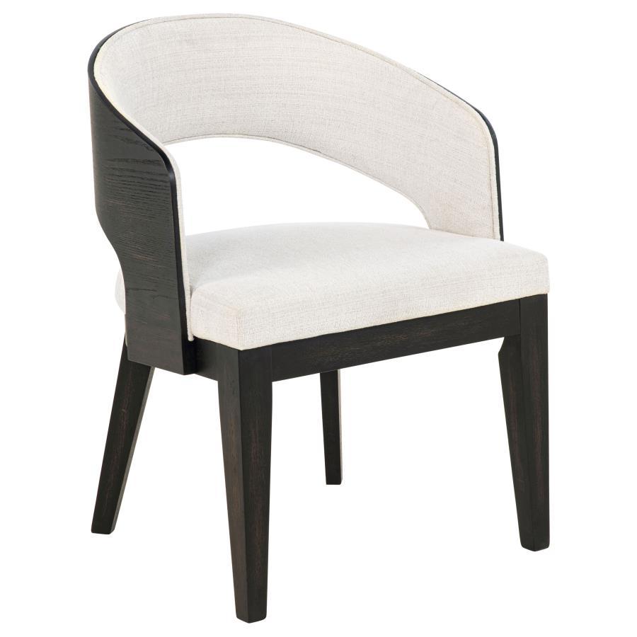 Leandro - Upholstered Dining Arm Chair (Set of 2) - Burnished Black / Cream