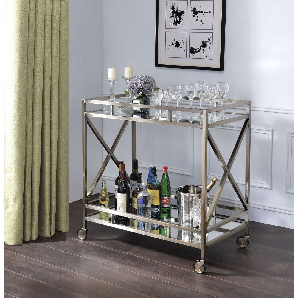 Kristensen - Serving Cart - Mirrored & Antique Gold - Urban Living Furniture (Los Angeles, CA)