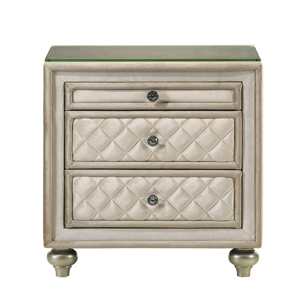 Lucienne - Nightstand - Beige Velvet - Urban Living Furniture (Los Angeles, CA)