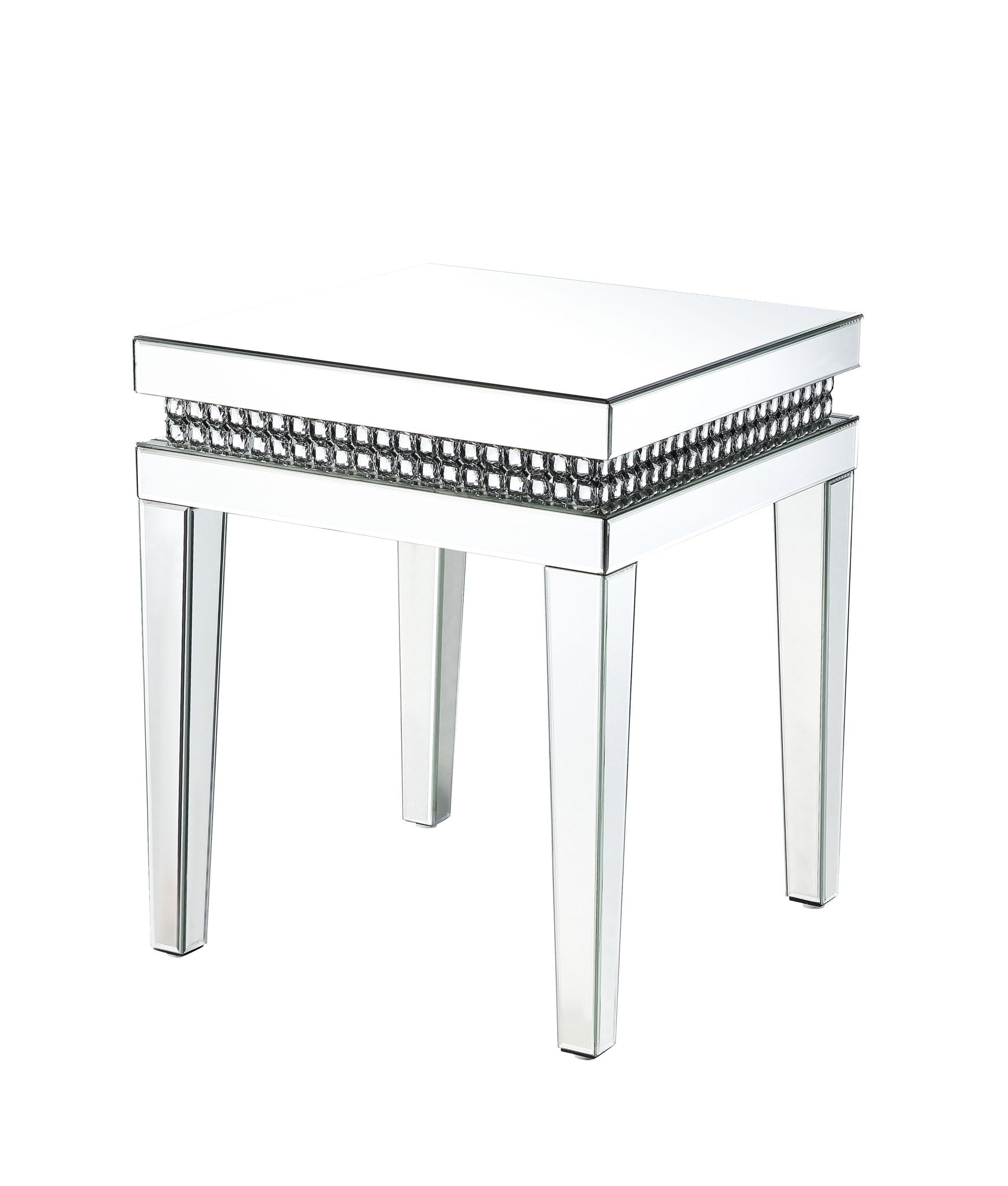 Lotus - 20" End Table - Mirrored & Faux Ice Cube Crystals - Urban Living Furniture (Los Angeles, CA)