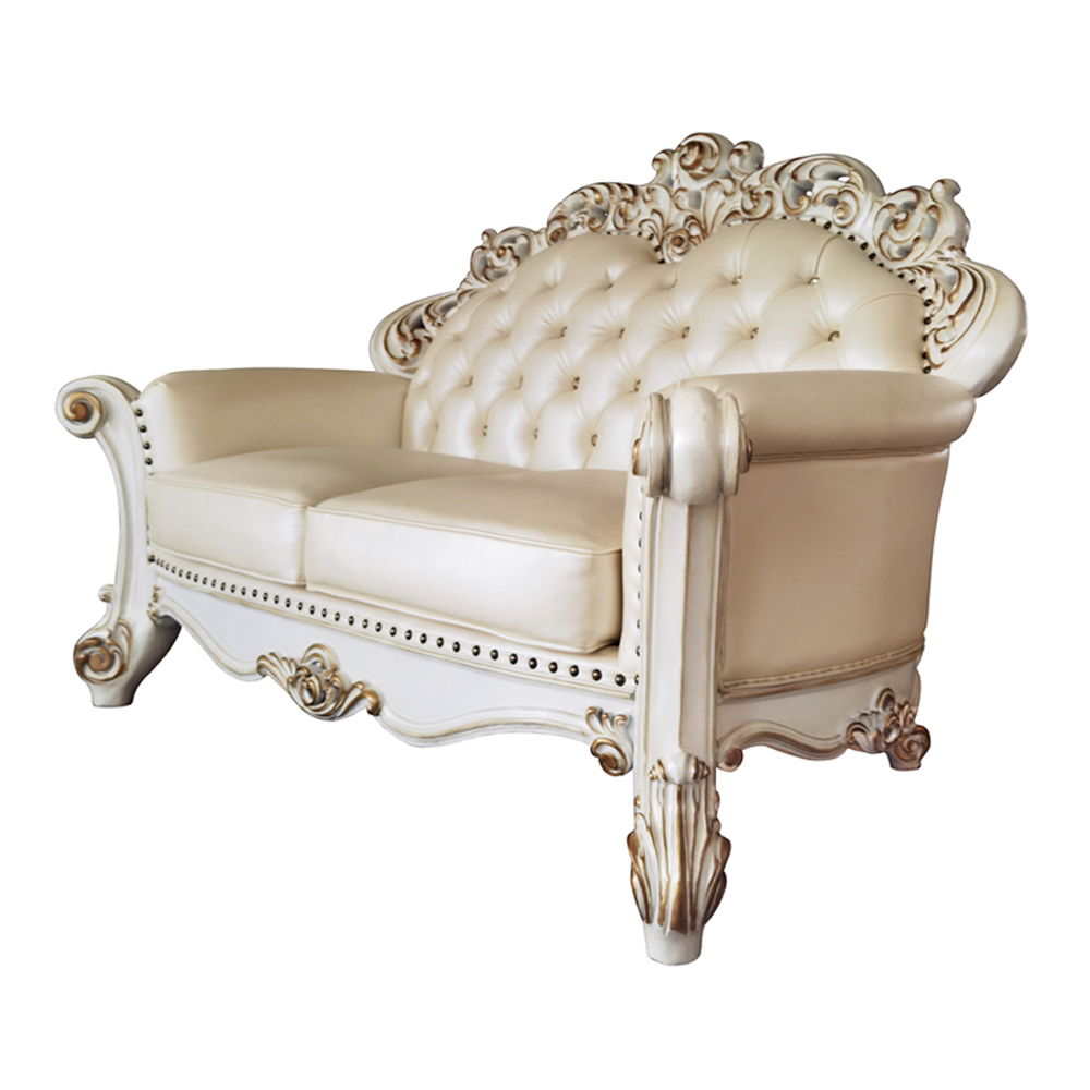 Vendome - Loveseat With 3 Pillows - Champagne Synthetic Leather & Antique Pearl - Urban Living Furniture (Los Angeles, CA)