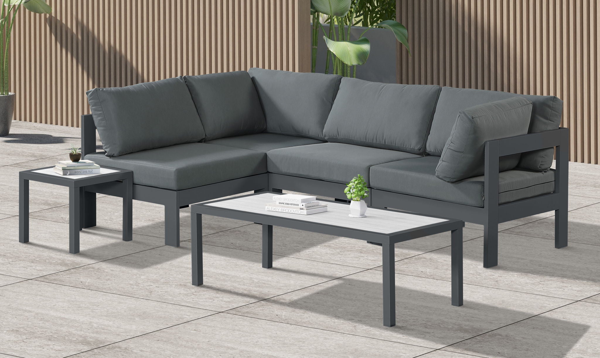 Nizuc - Outdoor Patio 4 Piece Modular Sectional With Gray Frame - Urban Living Furniture (Los Angeles, CA)
