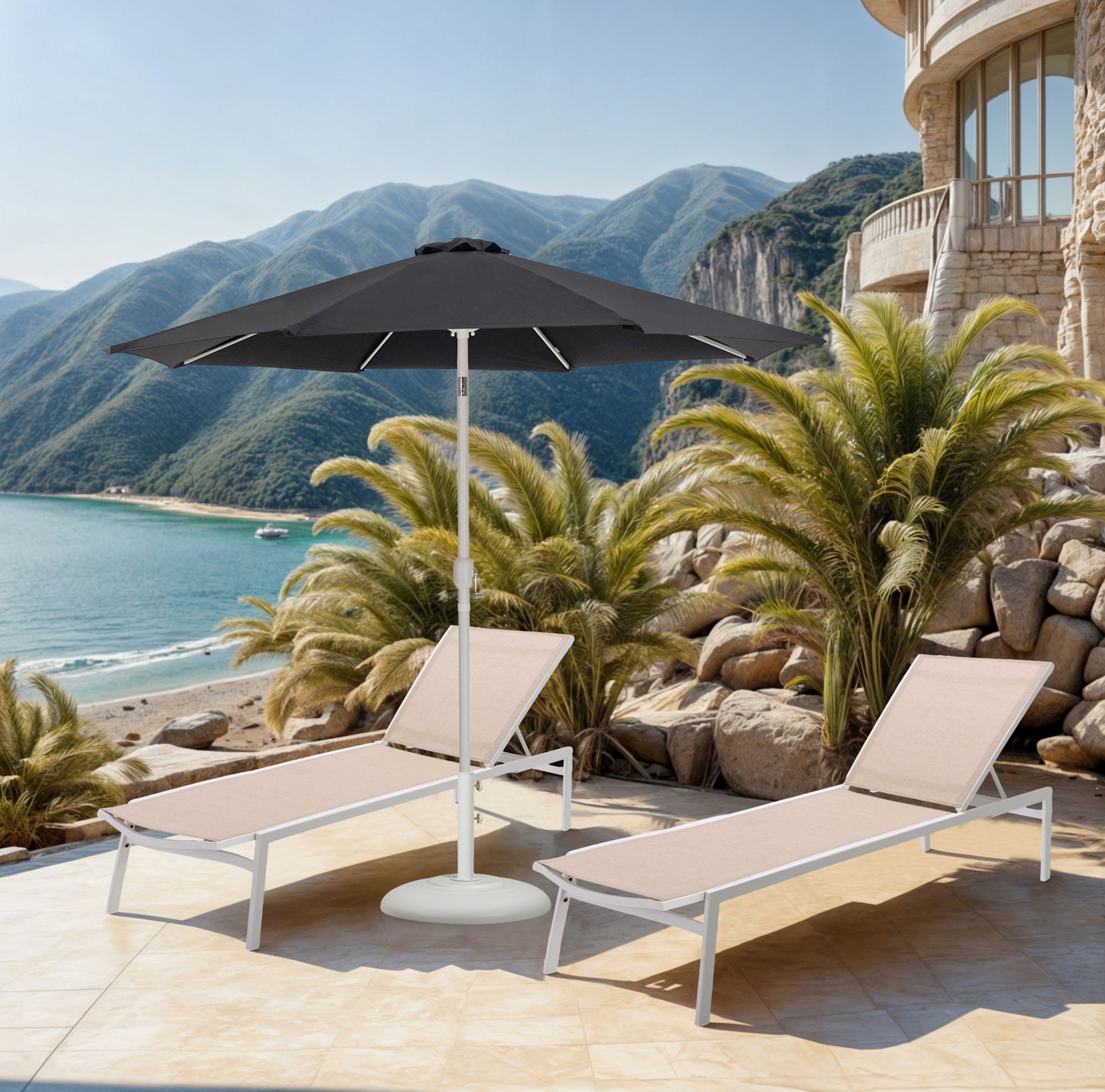 Fiji - Aluminum Patio Umbrella With Round White Base - Urban Living Furniture (Los Angeles, CA)