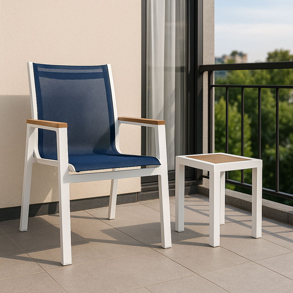 Nizuc - Outdoor Patio Dining Arm Chair With White Frame And Natural Arms (Set of 2) - Urban Living Furniture (Los Angeles, CA)