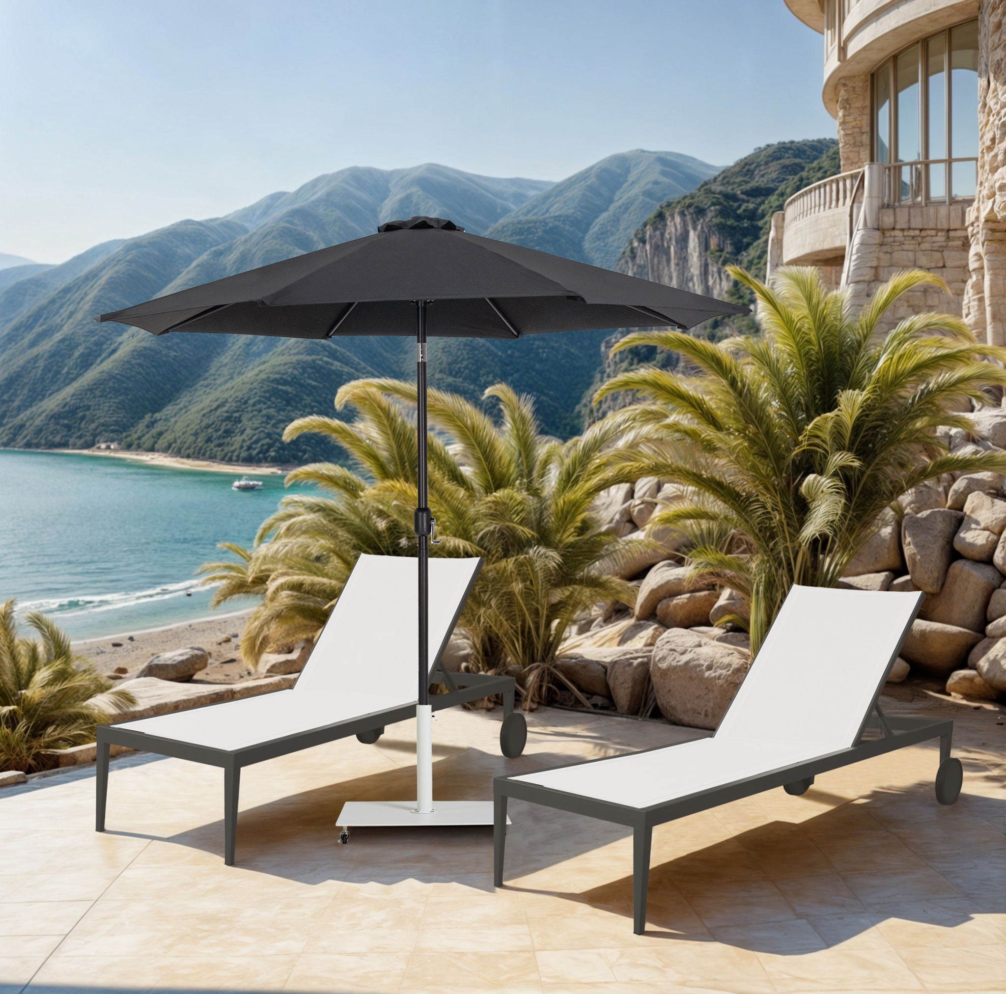 Fiji - Aluminum Patio Umbrella With Square White And Black Base - Urban Living Furniture (Los Angeles, CA)