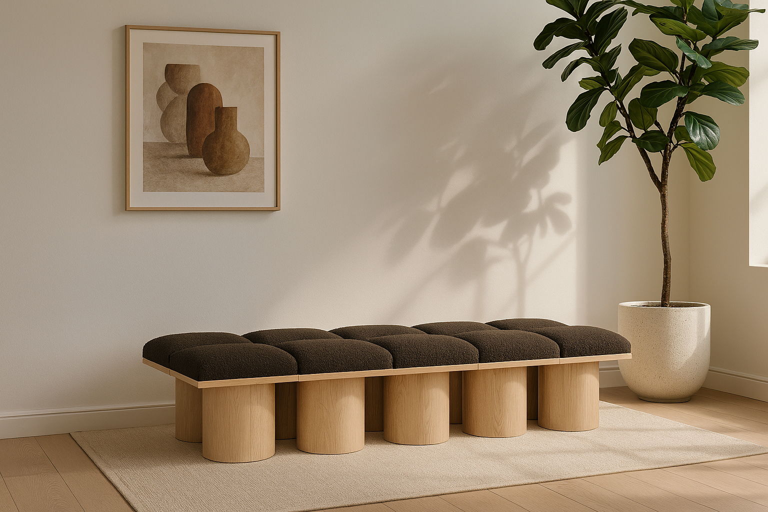 Pavilion - 10 Piece Modular Bench With Natural Base - Urban Living Furniture (Los Angeles, CA)