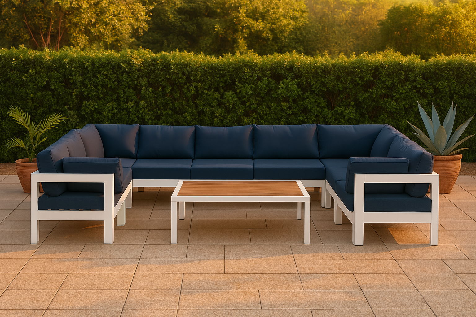 Nizuc - Outdoor Patio 9 Piece Modular Sectional With White Frame - Urban Living Furniture (Los Angeles, CA)