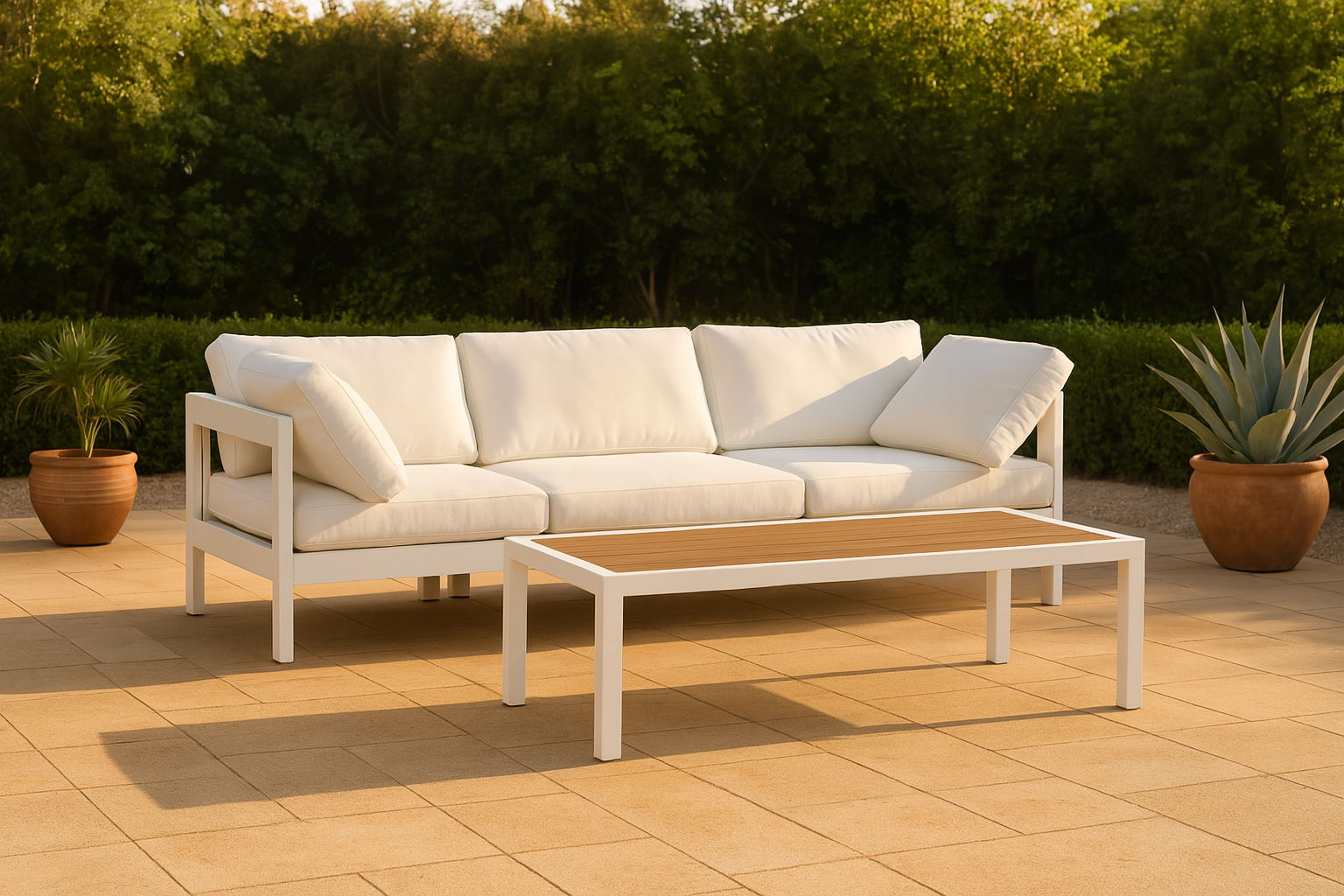 Nizuc - Outdoor Patio 3 Seat Modular Sofa With White Frame - Urban Living Furniture (Los Angeles, CA)