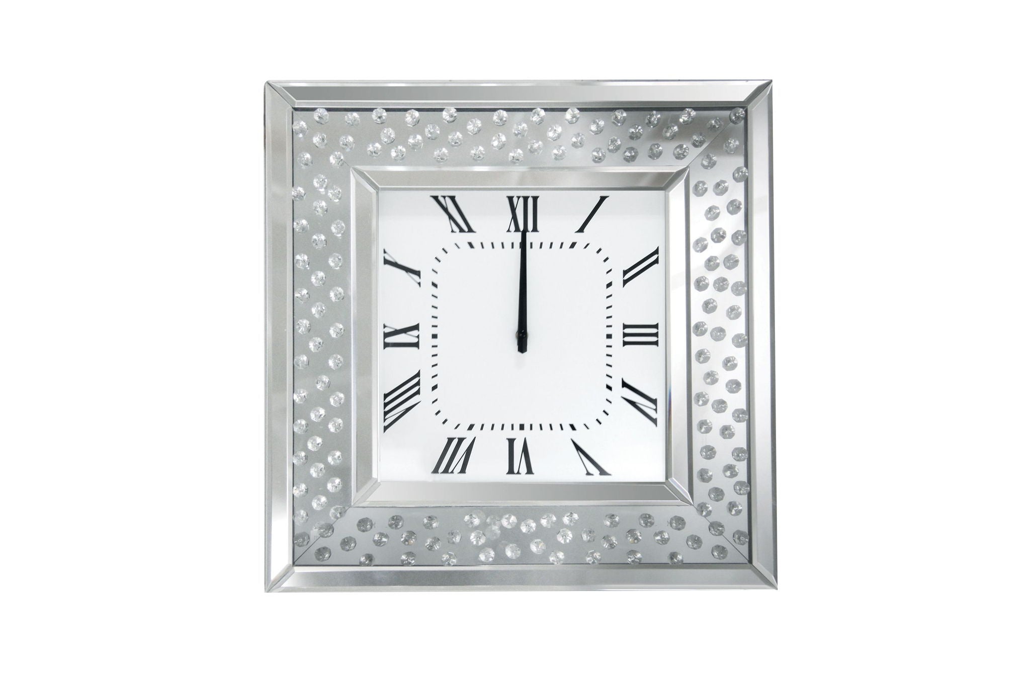 Nysa - Square Wall Clock - Mirrored & Faux Crystals - Urban Living Furniture (Los Angeles, CA)