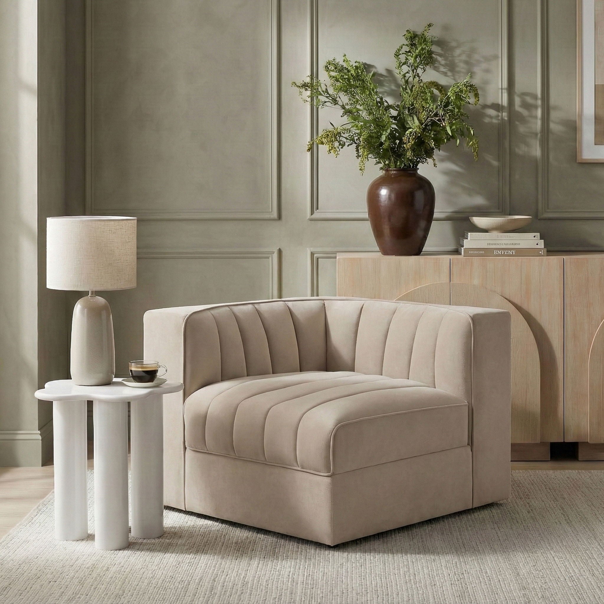 Rummi - Velvet Performance Fabric Upholstered Modular Corner Chair - Urban Living Furniture (Los Angeles, CA)