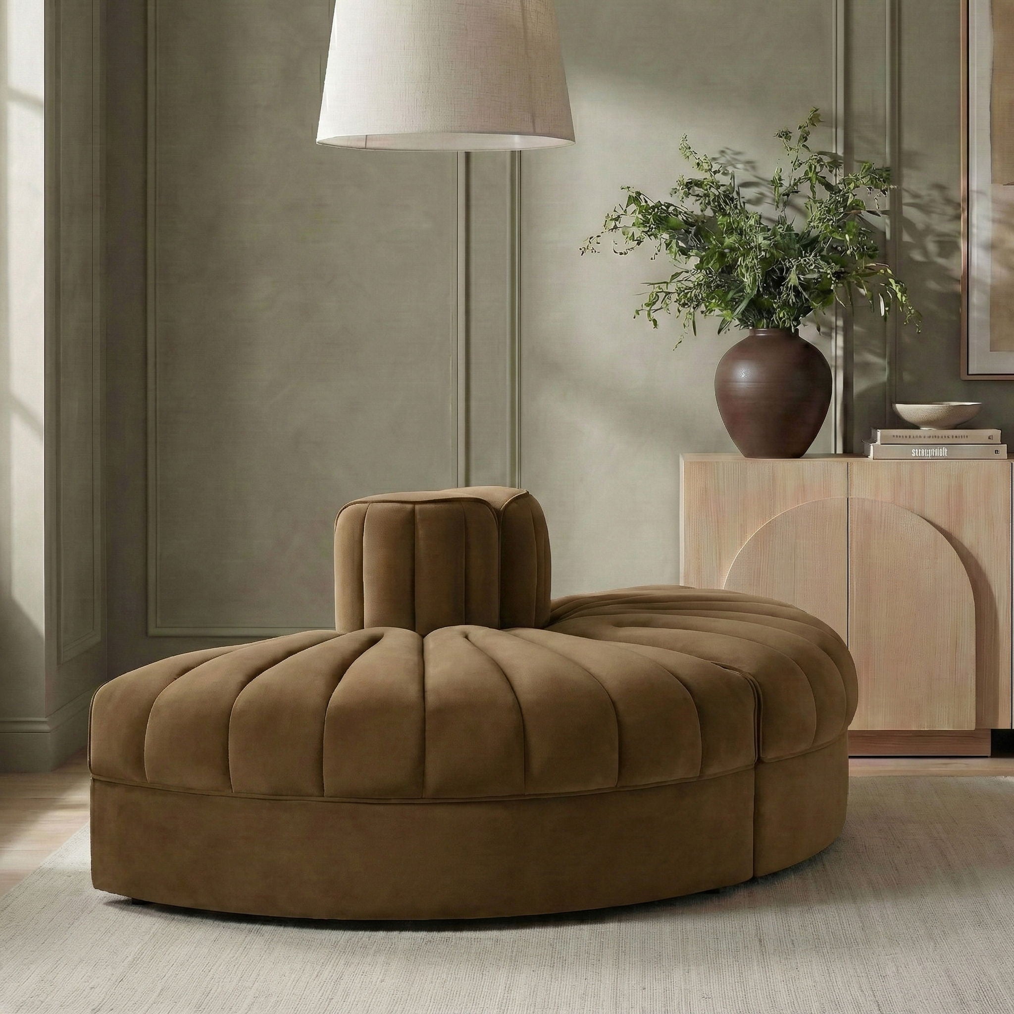 Rummi - Velvet Performance Fabric Upholstered 2 Piece Rounded Modular Loveseat - Urban Living Furniture (Los Angeles, CA)