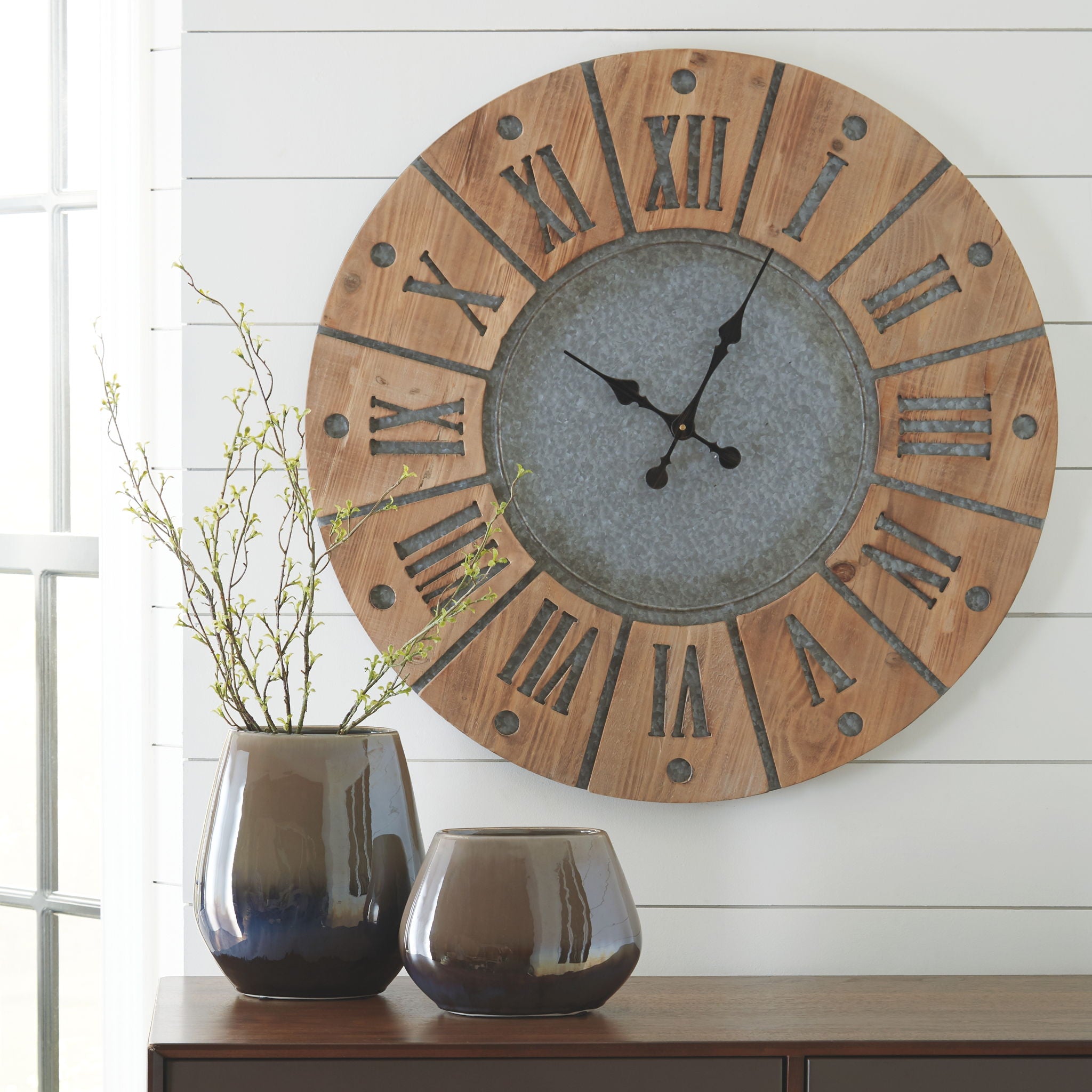 Payson - Antique Gray / Natural - Wall Clock - Urban Living Furniture (Los Angeles, CA)