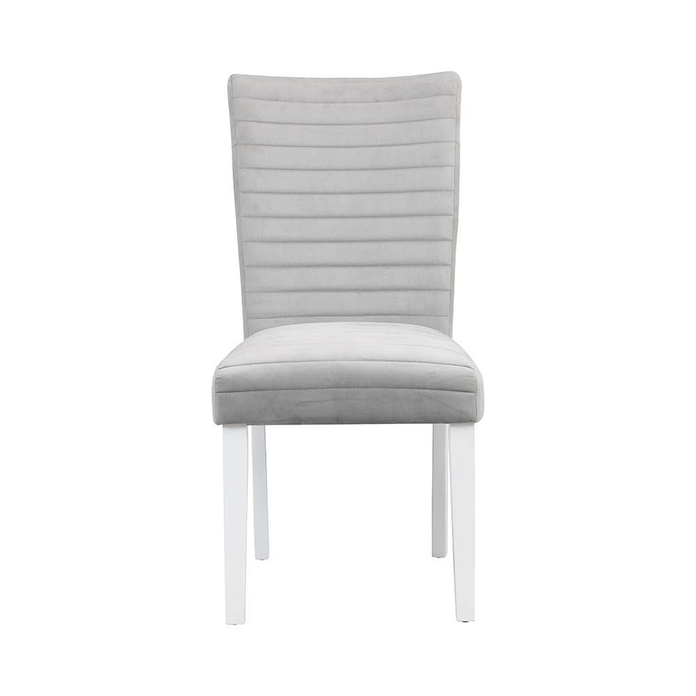 Elizaveta - Side Chair (Set of 2) - Gray Velvet &White High Gloss - Urban Living Furniture (Los Angeles, CA)