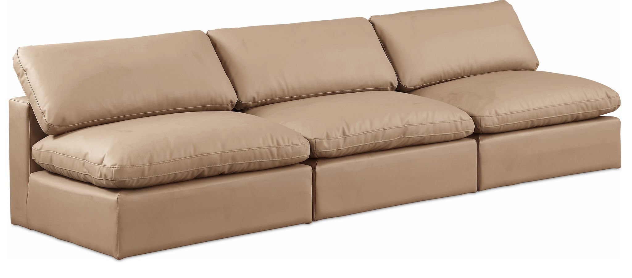 Comfy - Faux Leather Modular Armless Sofa 3 Seats - Tan - Urban Living Furniture (Los Angeles, CA)