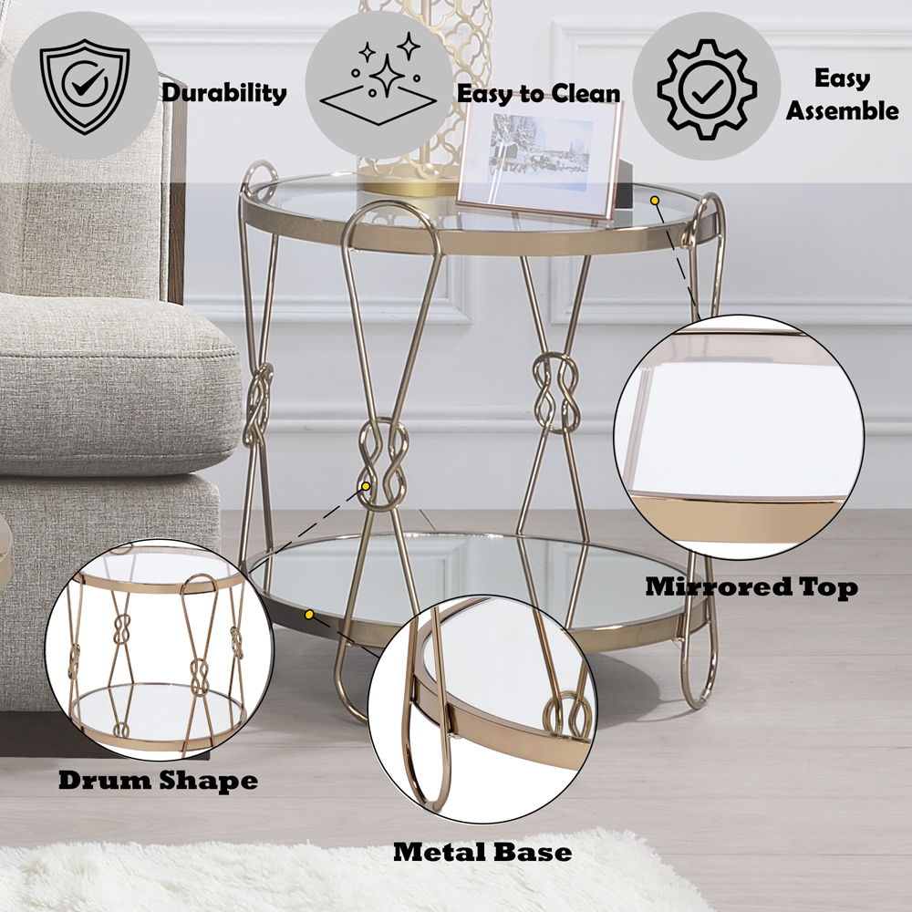 Zekera - End Table - Mirrored & Champagne - Urban Living Furniture (Los Angeles, CA)