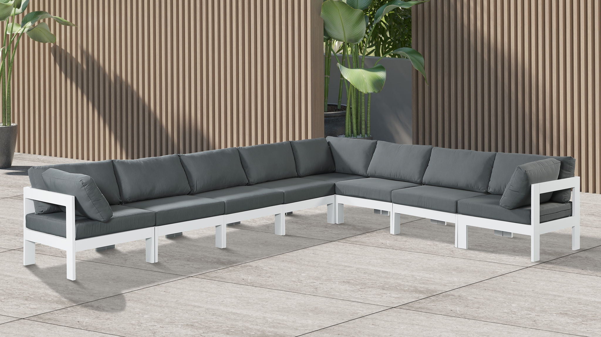Nizuc - Outdoor Patio 8 Piece Modular Sectional With White Frame - Urban Living Furniture (Los Angeles, CA)