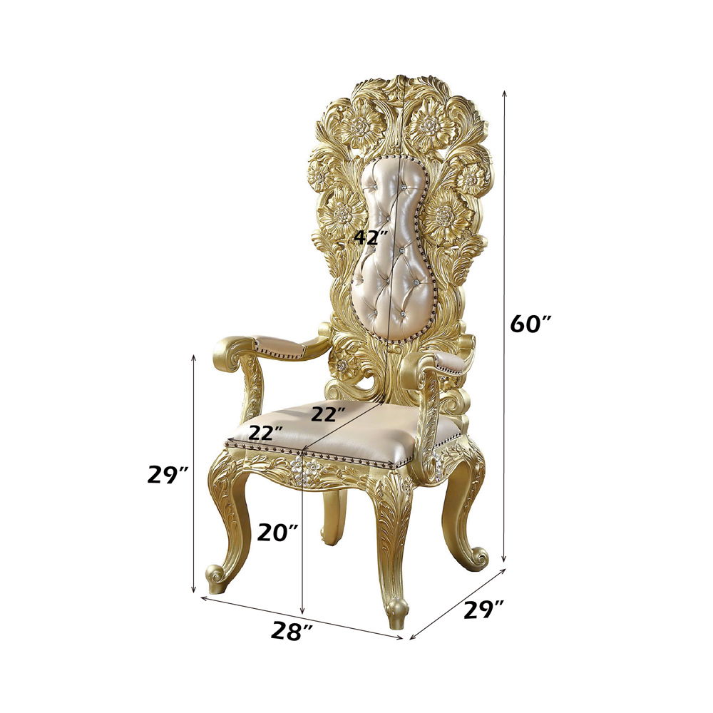 Cabriole - Arm Chair (Set of 2) - Light Gold Synthetic Leather & Gold - Urban Living Furniture (Los Angeles, CA)