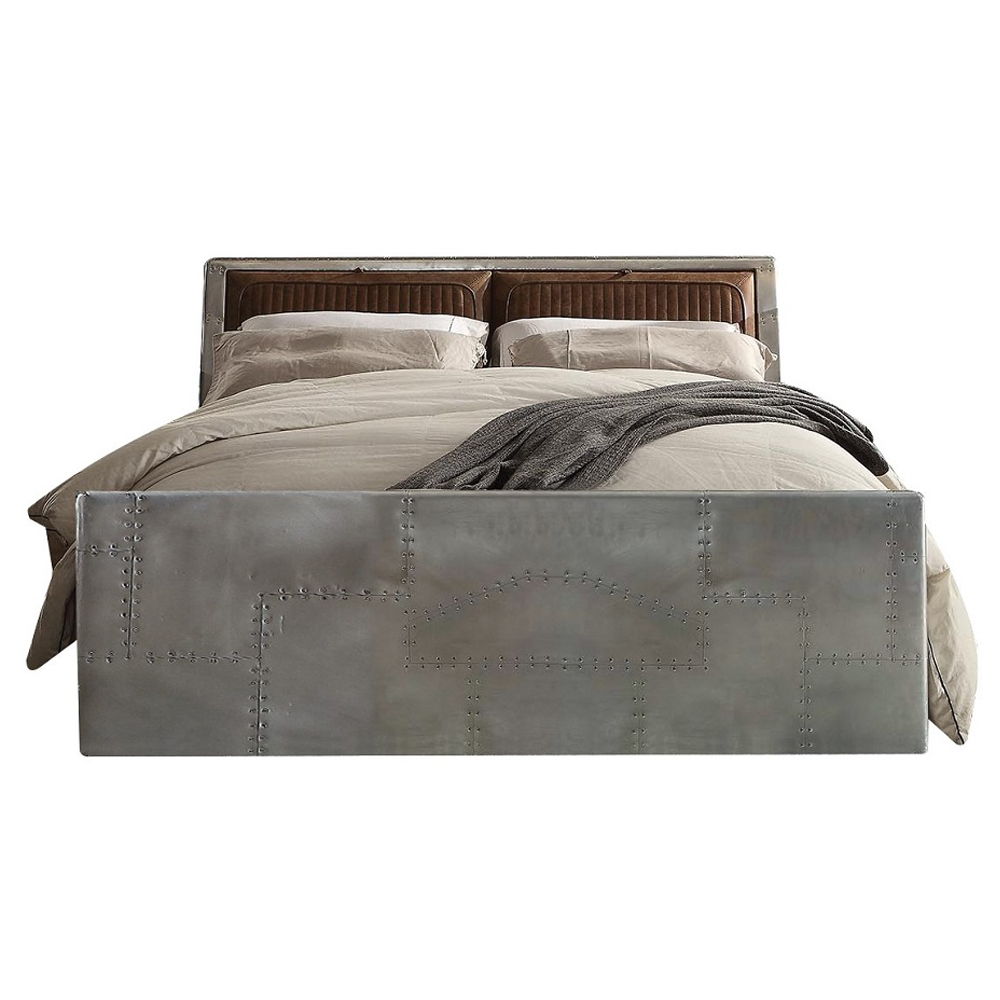 Brancaster - Queen Bed - Retro Brown Top Grain Leather & Aluminum - Urban Living Furniture (Los Angeles, CA)
