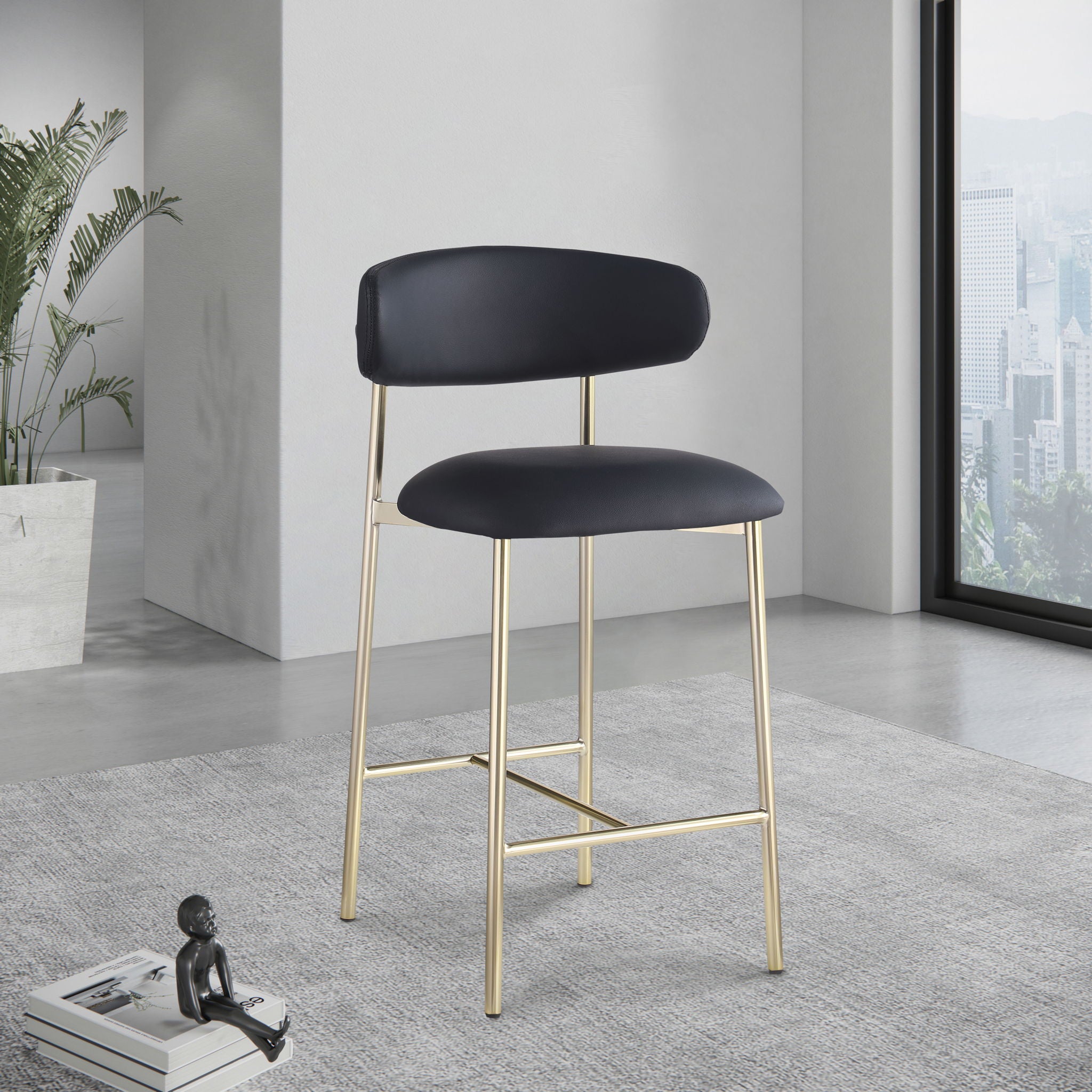 Lupita - Counter Stool With Brushed Gold Frame (Set of 2)