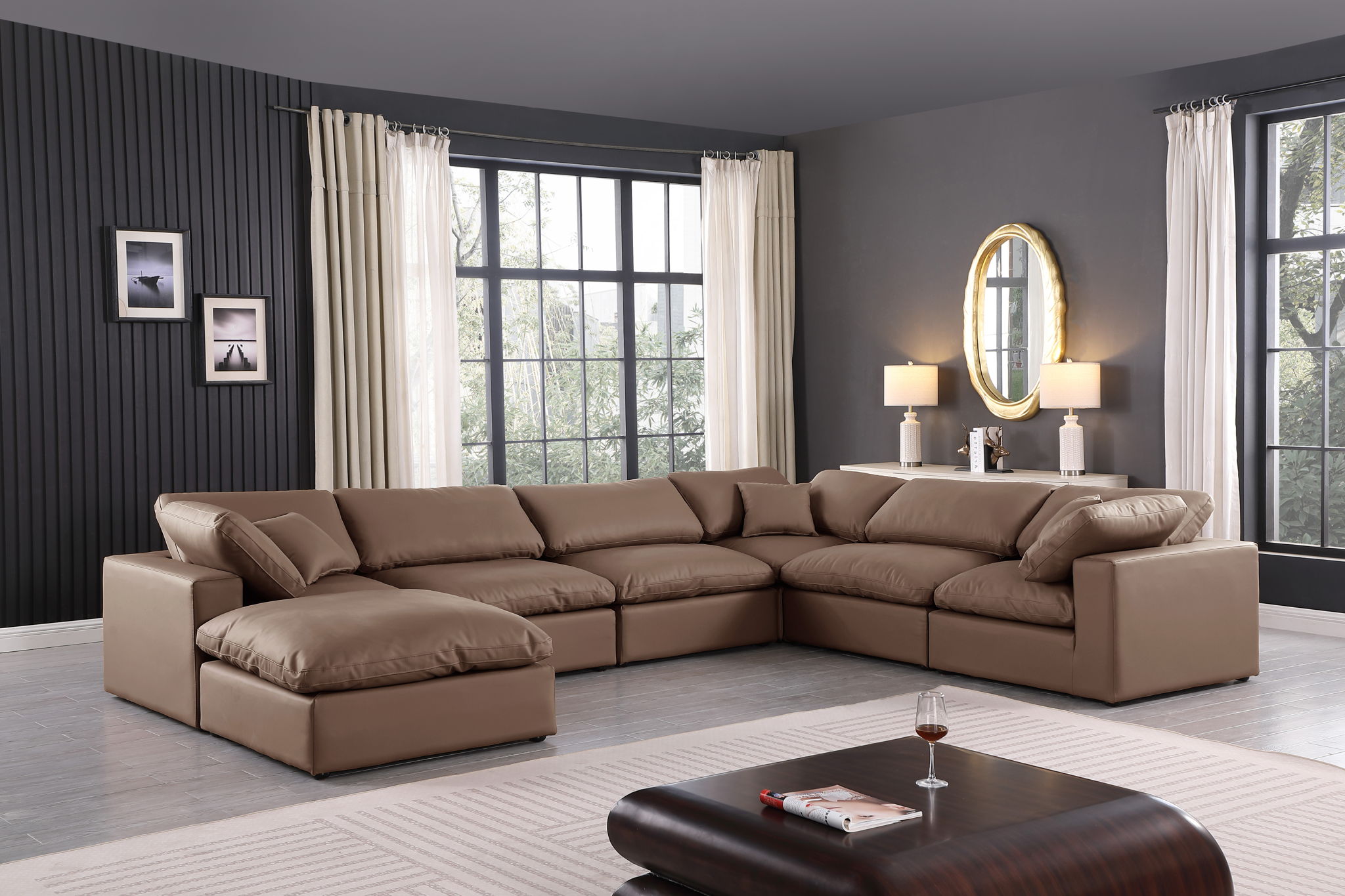 Comfy - 7 Piece Faux Leather Modular Sectional With Chaise - Urban Living Furniture (Los Angeles, CA)
