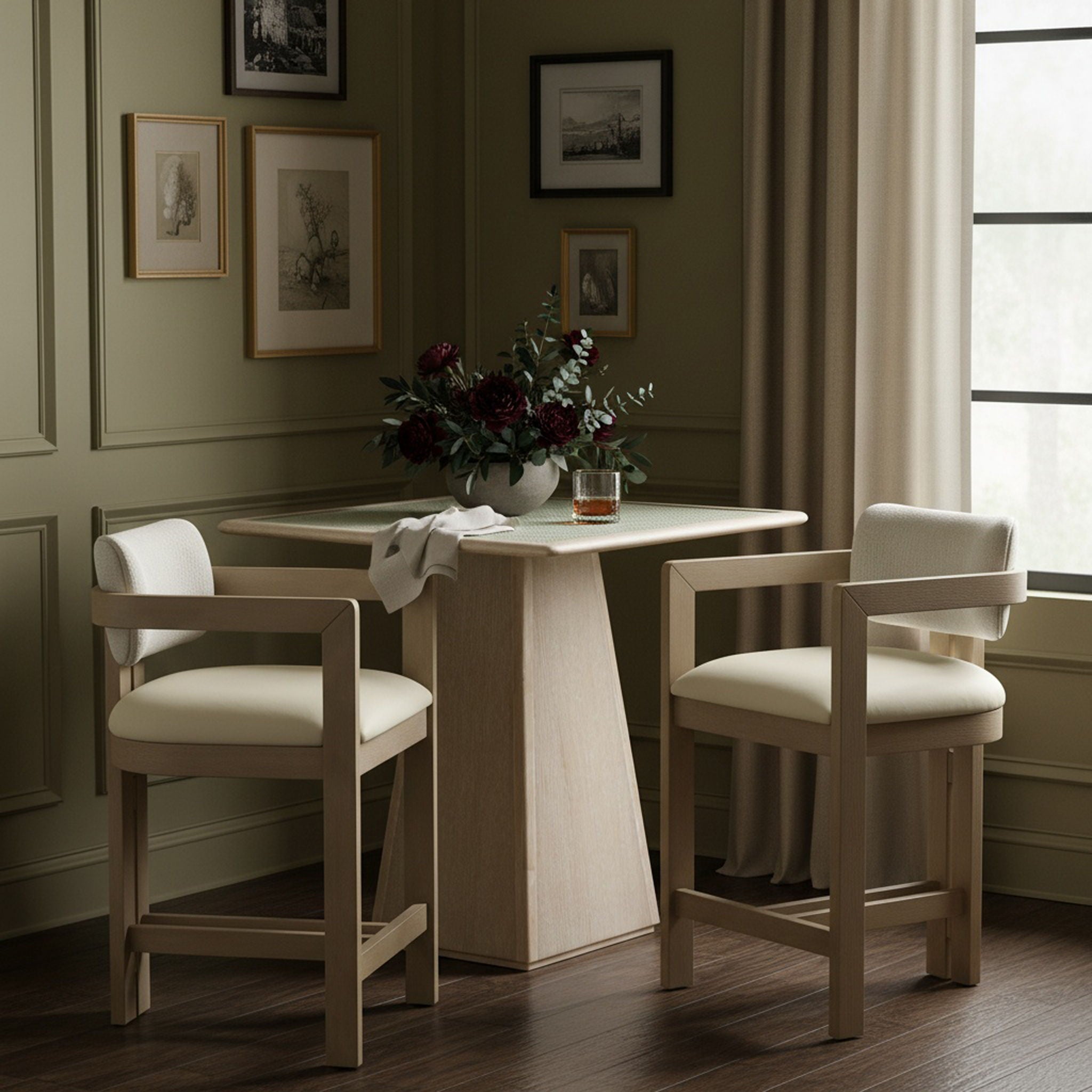 Ravina - Upholstered Counter Stool With Stained Natural Base