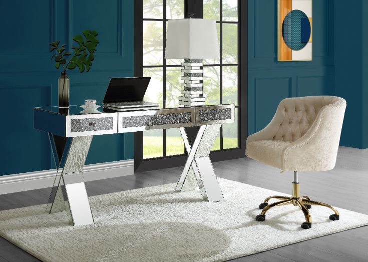 Noralie - 32" Writing Desk - Mirrored & Faux Diamonds - Urban Living Furniture (Los Angeles, CA)