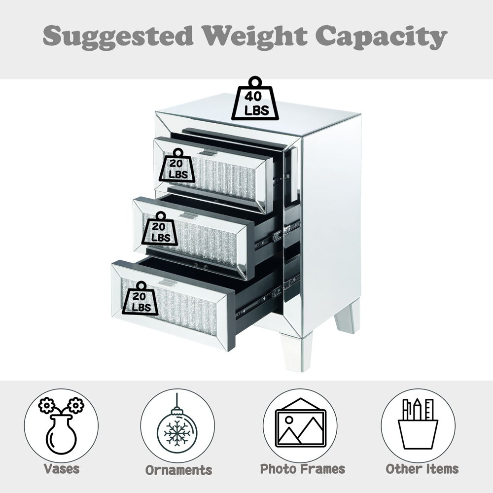 Noralie - 26" Accent Table - Mirrored & Faux Diamonds - Urban Living Furniture (Los Angeles, CA)