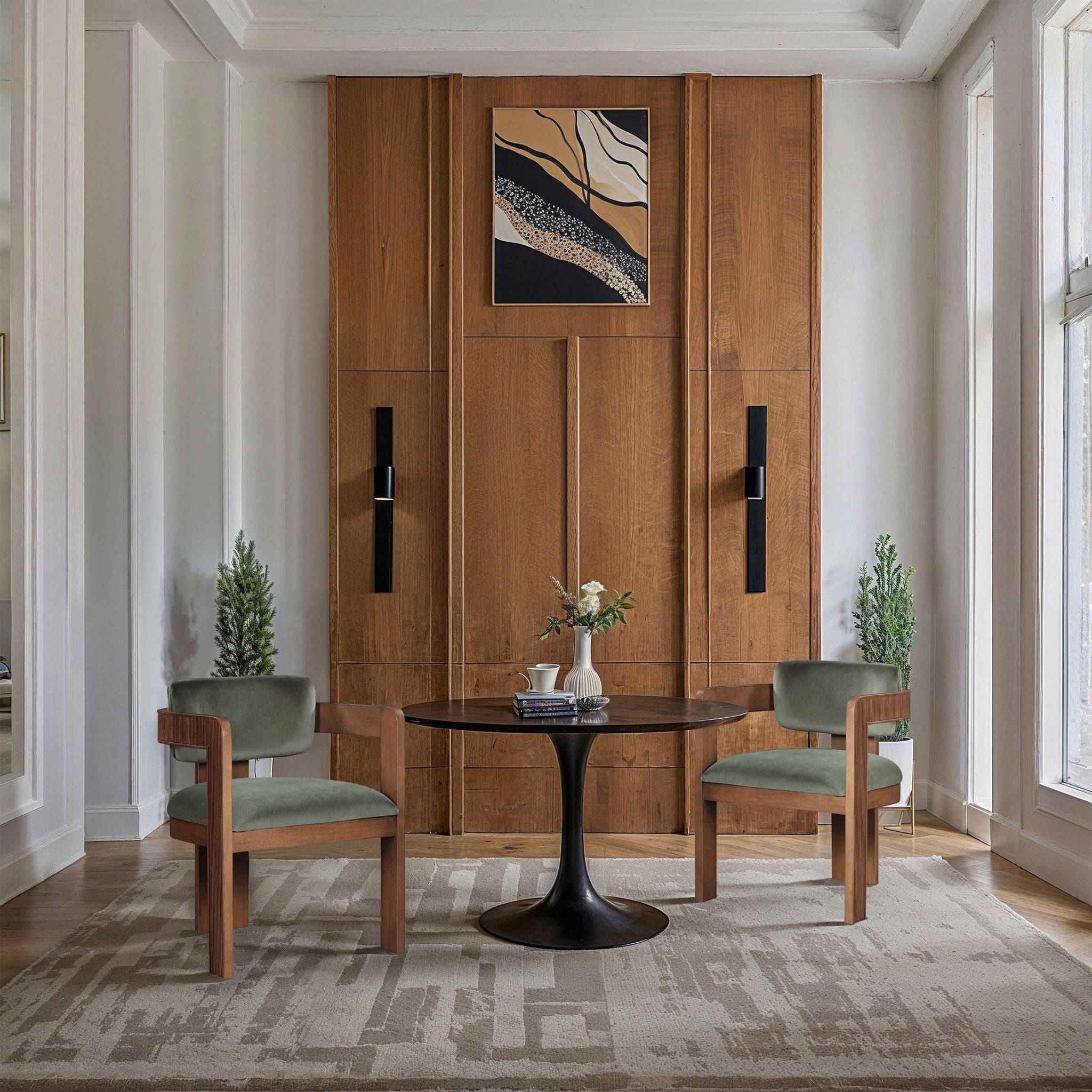 Sacha - Velvet Dining Chair With Brown Base (Set of 2) - Urban Living Furniture (Los Angeles, CA)