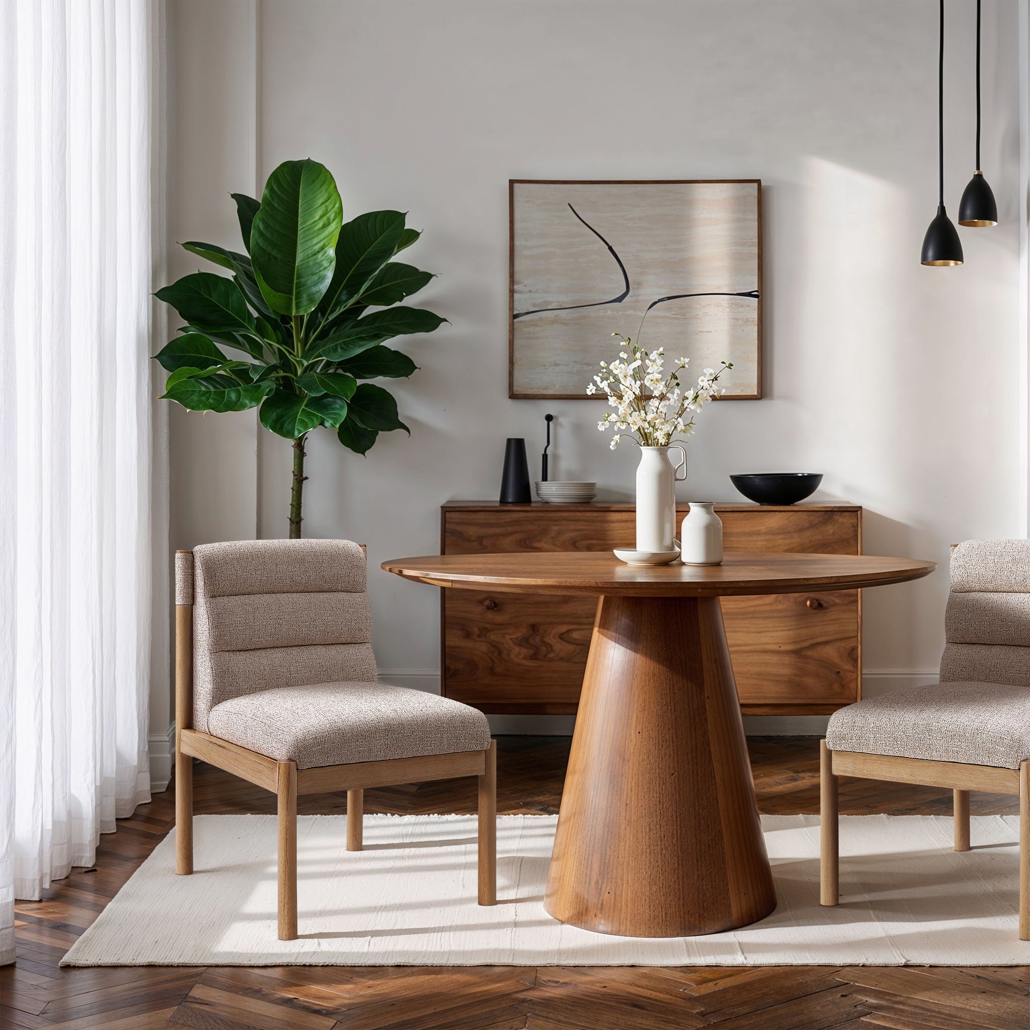 Eloura - Linen Textured Fabric Upholstered Dining Chair (Set of 2) - Urban Living Furniture (Los Angeles, CA)