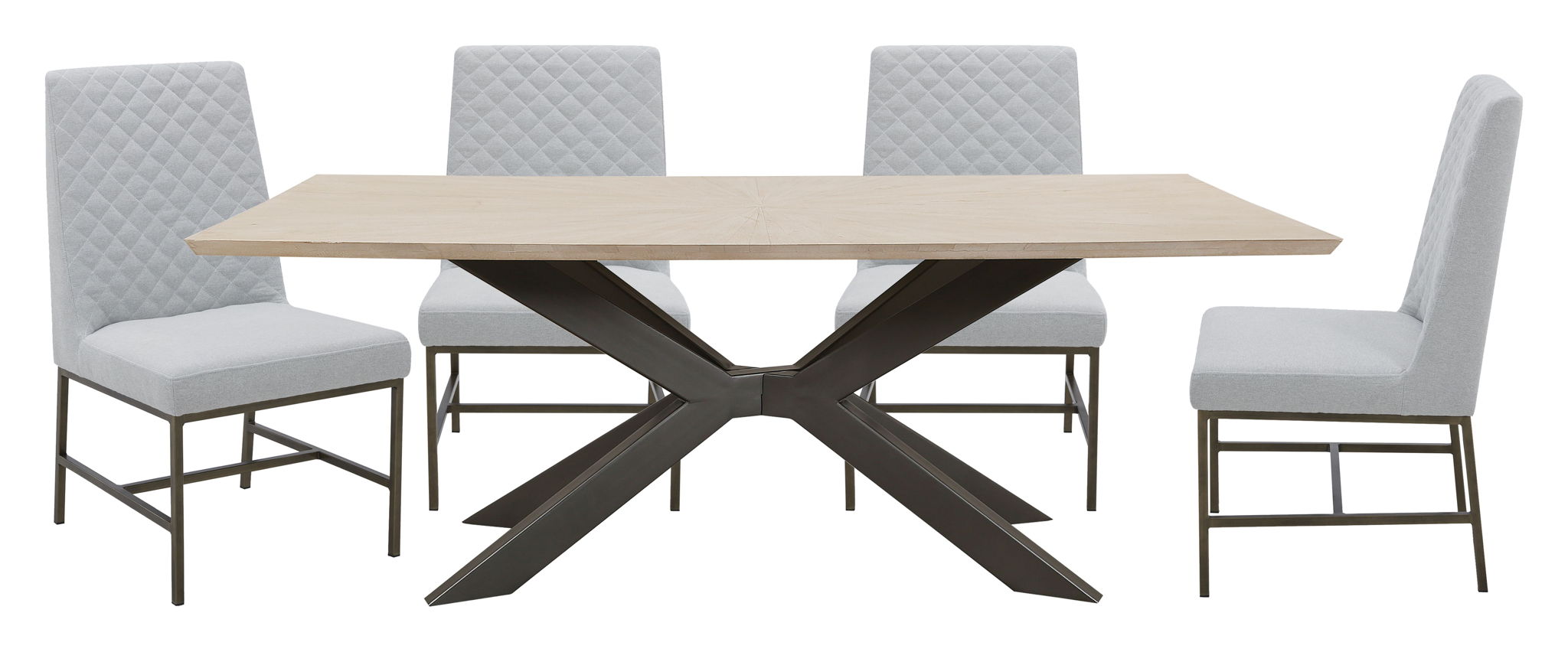 Crossings - Rectangular Dining Table With 4 Upholstered Chairs - Natural & Pearl Silver - Urban Living Furniture (Los Angeles, CA)