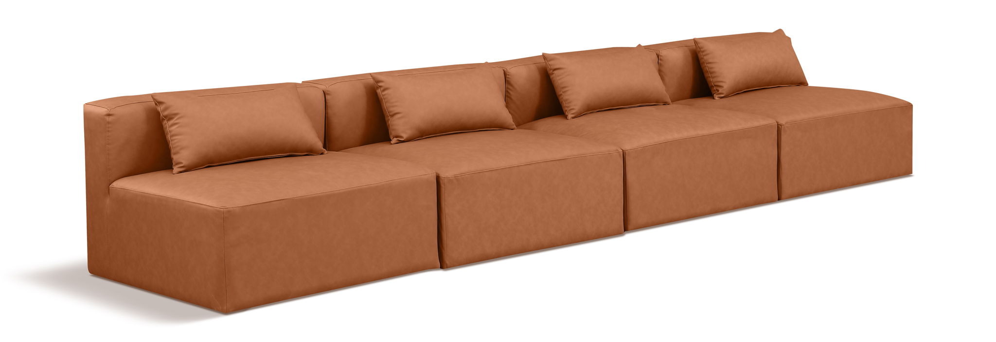 Cube - Modular 4 Seat Armless Sofa - Cognac - Urban Living Furniture (Los Angeles, CA)