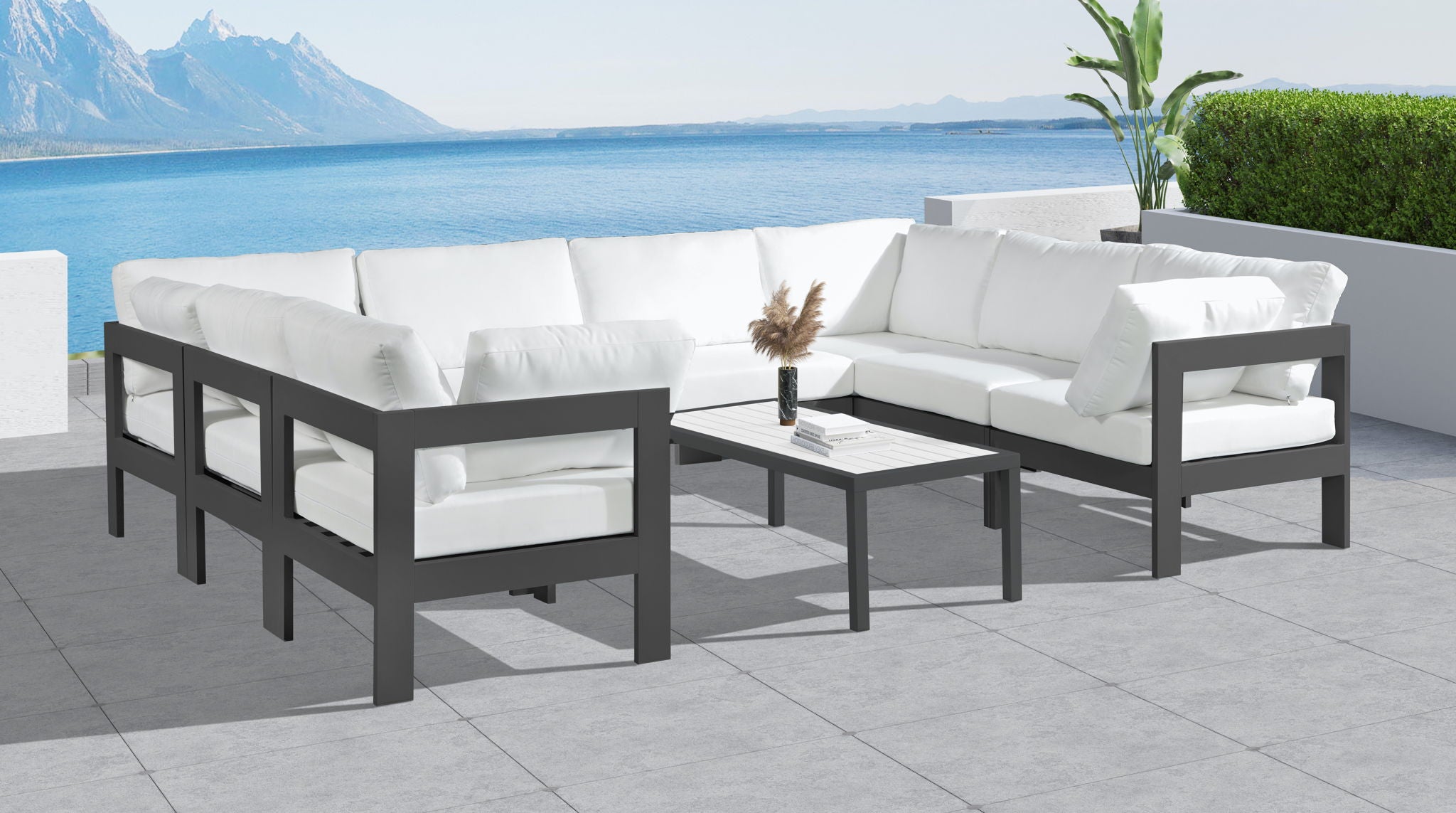 Nizuc - Outdoor Patio 8 Piece Modular Sectional With Gray Frame - Urban Living Furniture (Los Angeles, CA)