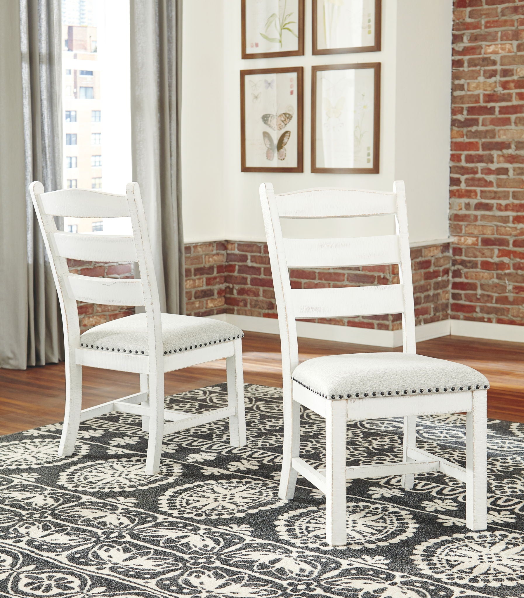 Valebeck - Beige / White - Dining UPH Side Chair (Set of 2) - Urban Living Furniture (Los Angeles, CA)