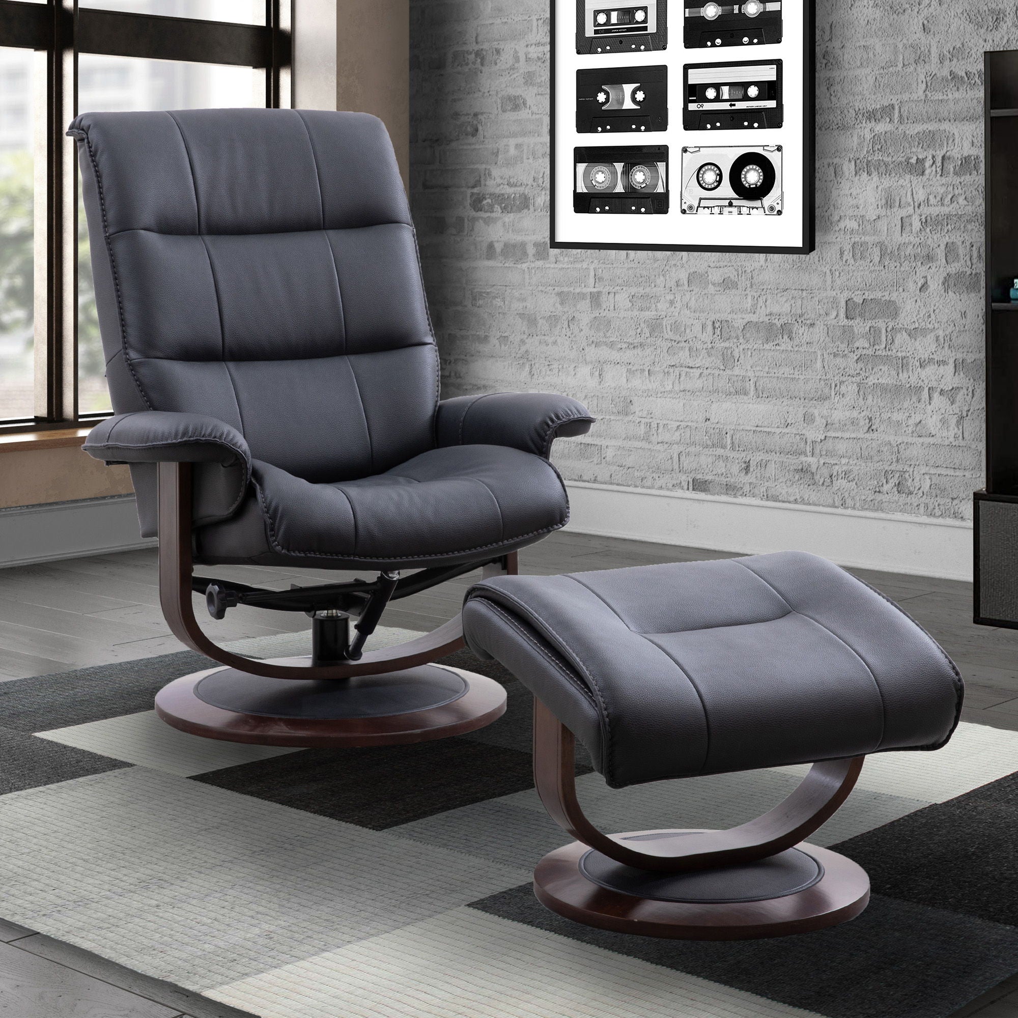 Knight - Manual Reclining Swivel Chair and Ottoman - Urban Living Furniture (Los Angeles, CA)