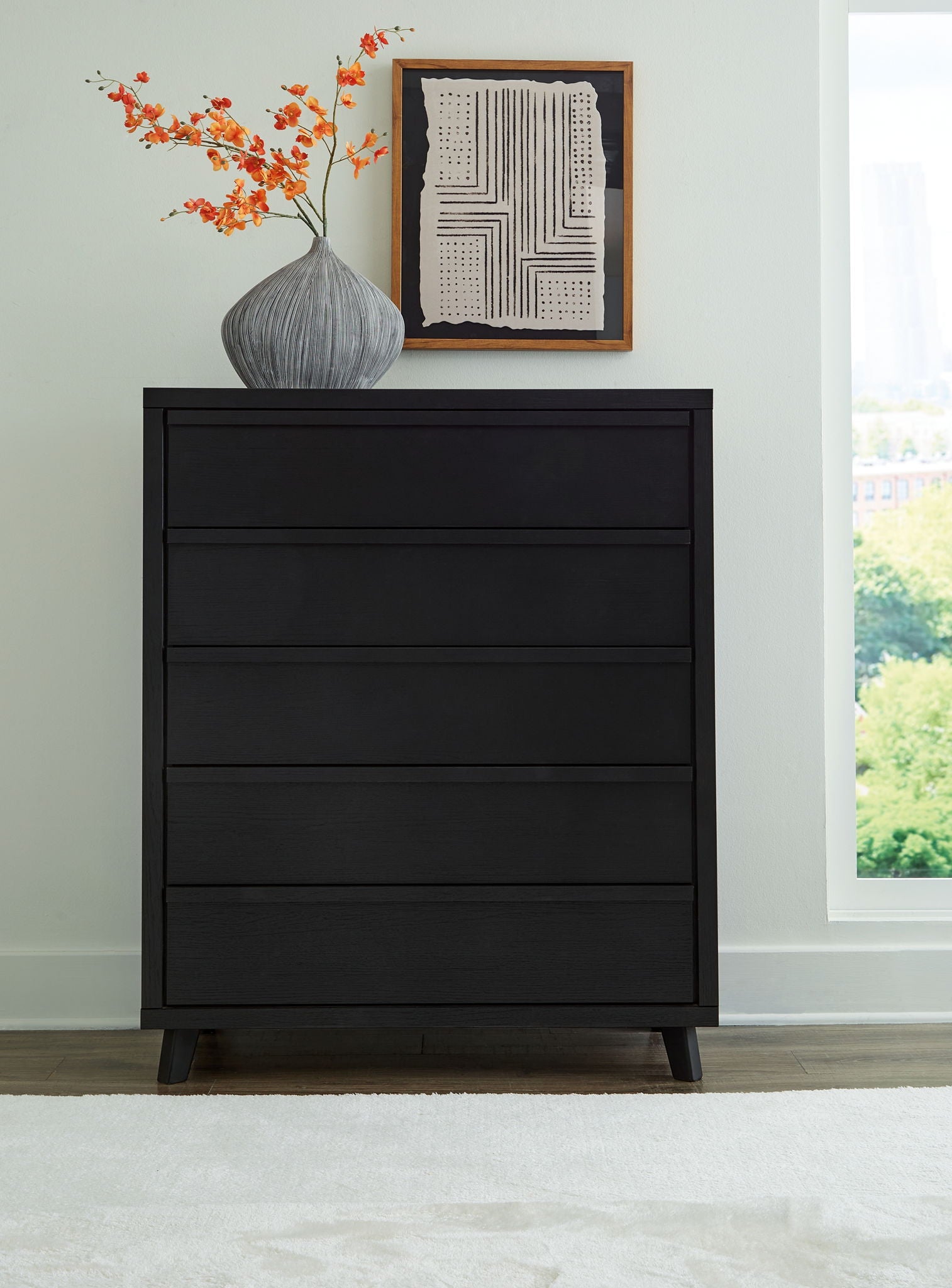 Danziar - Black - Five Drawer Wide Chest - Urban Living Furniture (Los Angeles, CA)