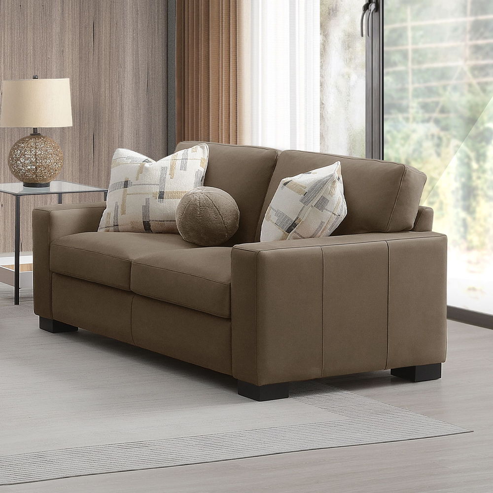 Darya - Loveseat With 3 Pillows - Brown Suede Fabric - Urban Living Furniture (Los Angeles, CA)