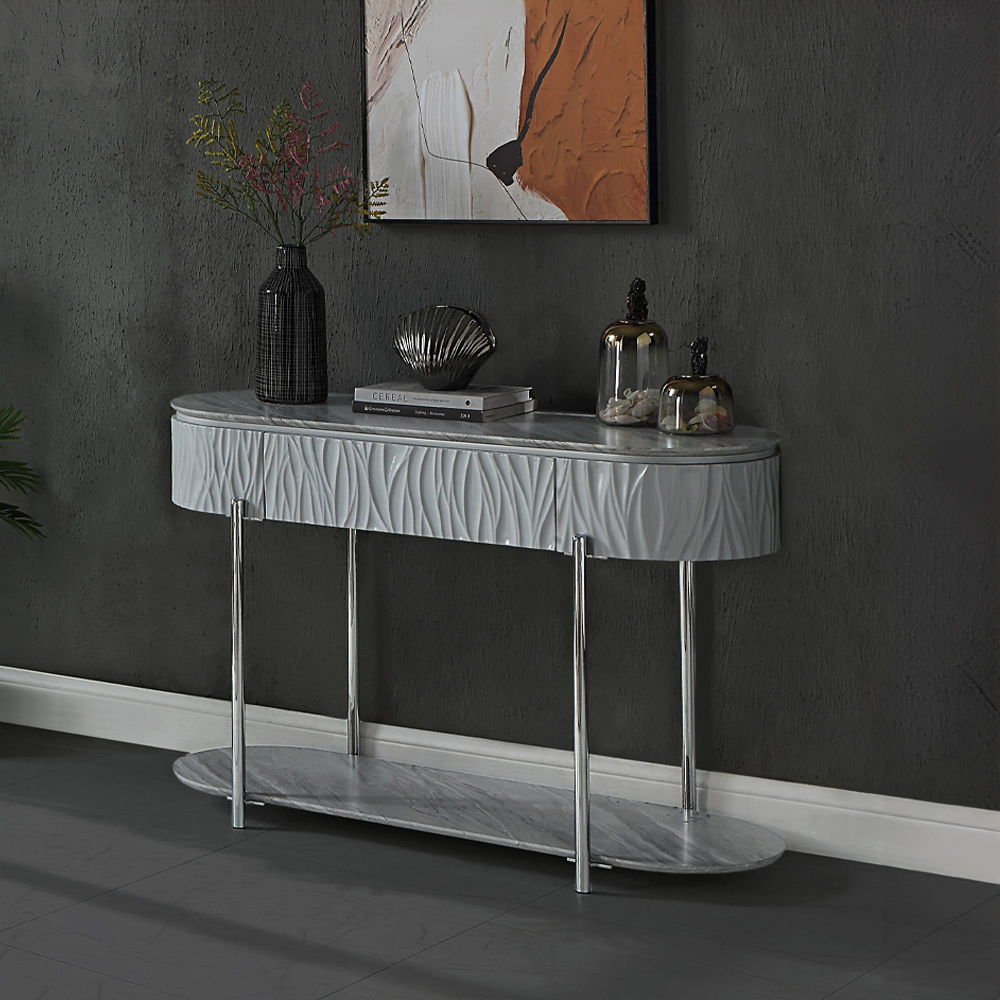 Yukino - Sofa Table - Gray High Gloss & Chrome - Urban Living Furniture (Los Angeles, CA)