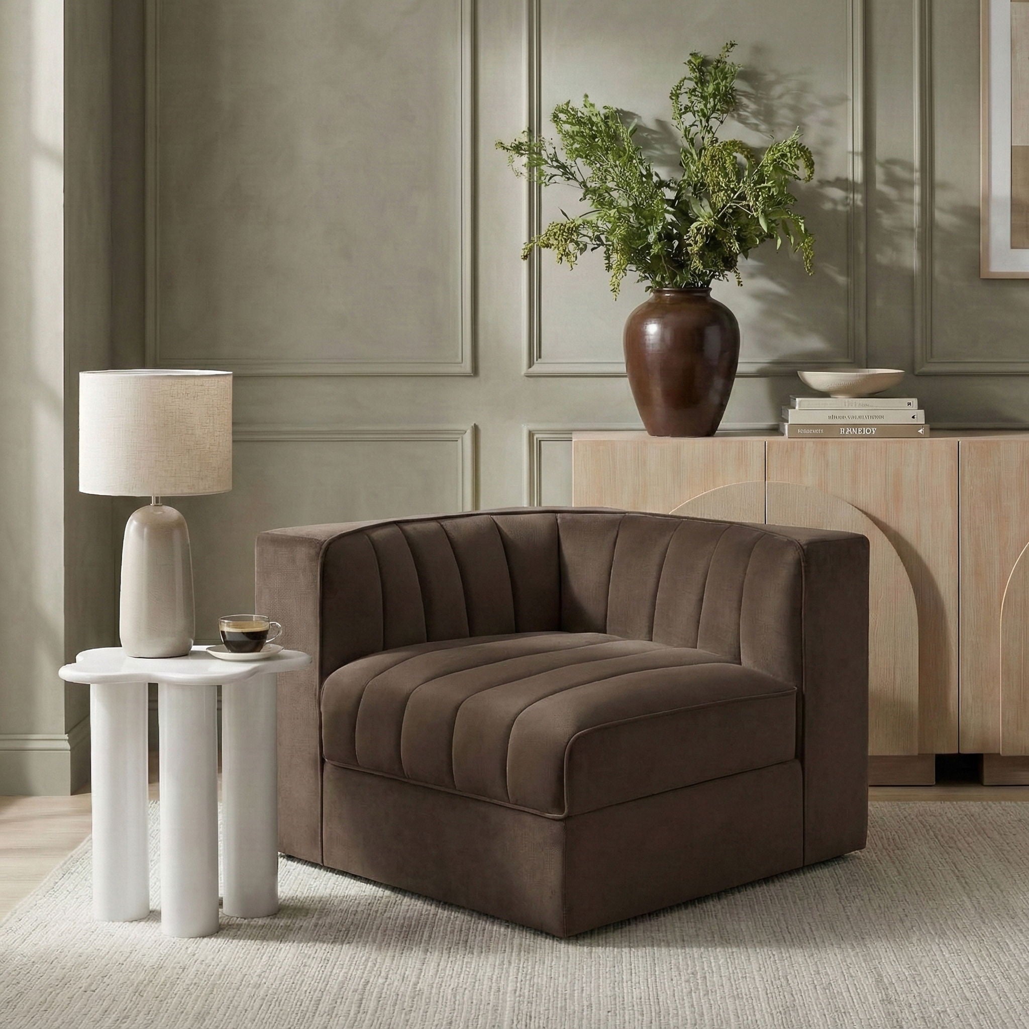 Rummi - Velvet Performance Fabric Upholstered Modular Corner Chair - Urban Living Furniture (Los Angeles, CA)