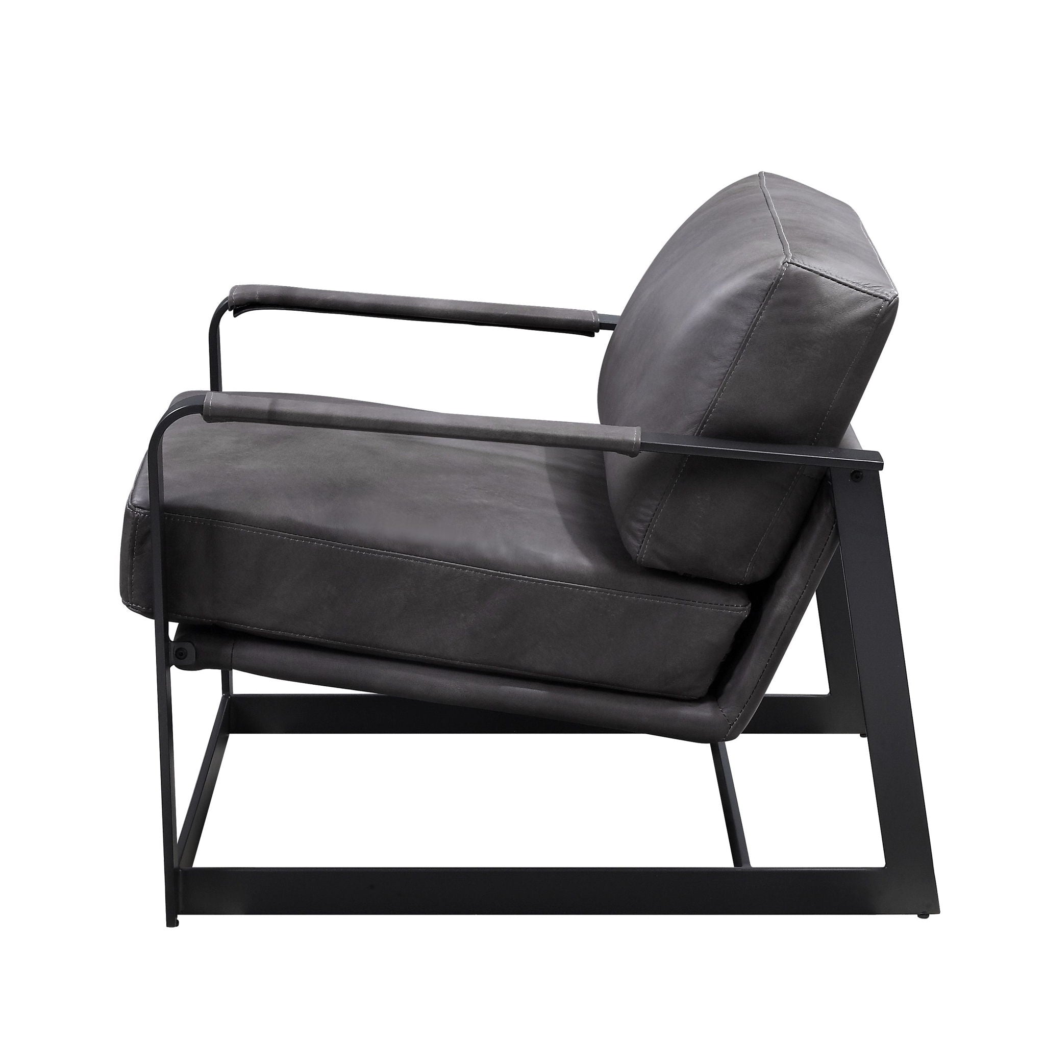 Locnos - Accent Chair - Gray Top Grain Leather & Black - Urban Living Furniture (Los Angeles, CA)