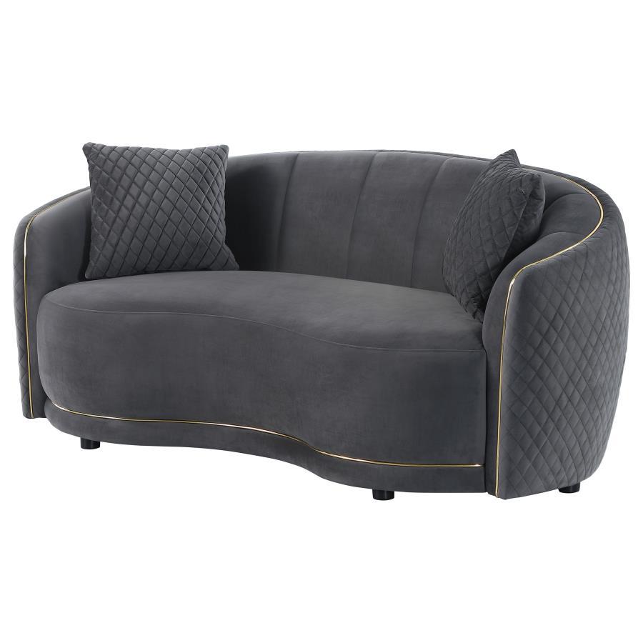Brookside - Velvet Upholstered Curved Loveseat - Dark Gray - Urban Living Furniture (Los Angeles, CA)